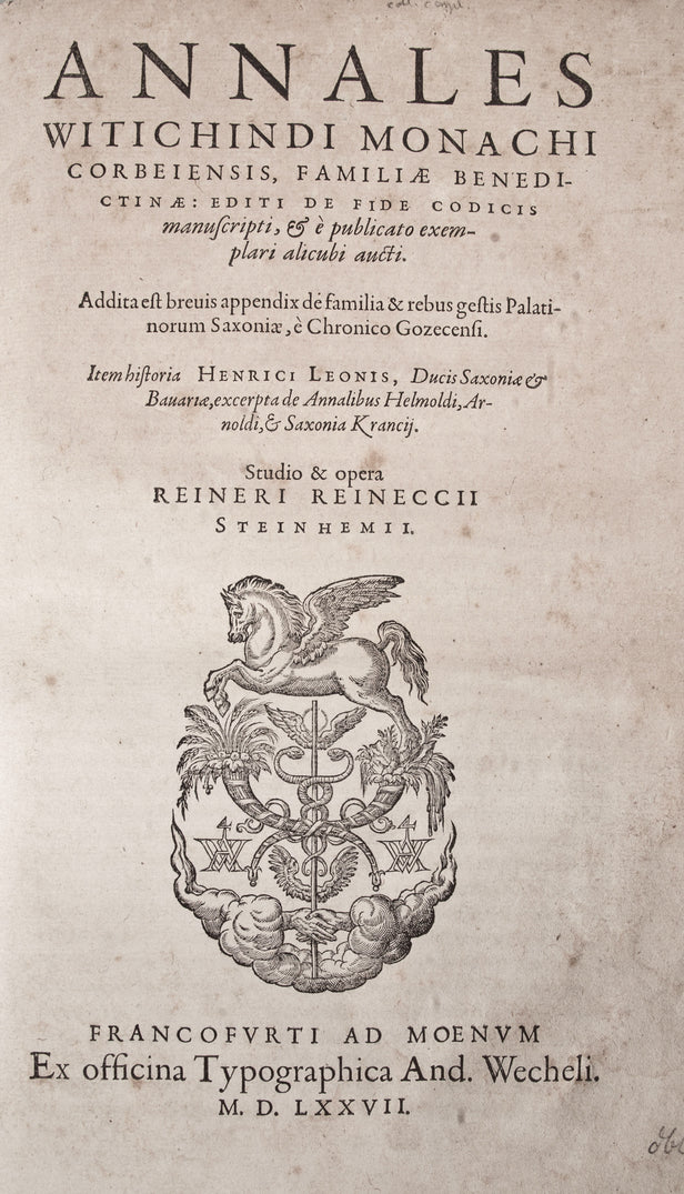 Annales . . . editi de fide codicis manuscripti, & e publicato exemplari alicubi aucti . . . studio & opera Reineri Reineccii Steinhemii. Frankfurt, ex typographica And. Wecheli,