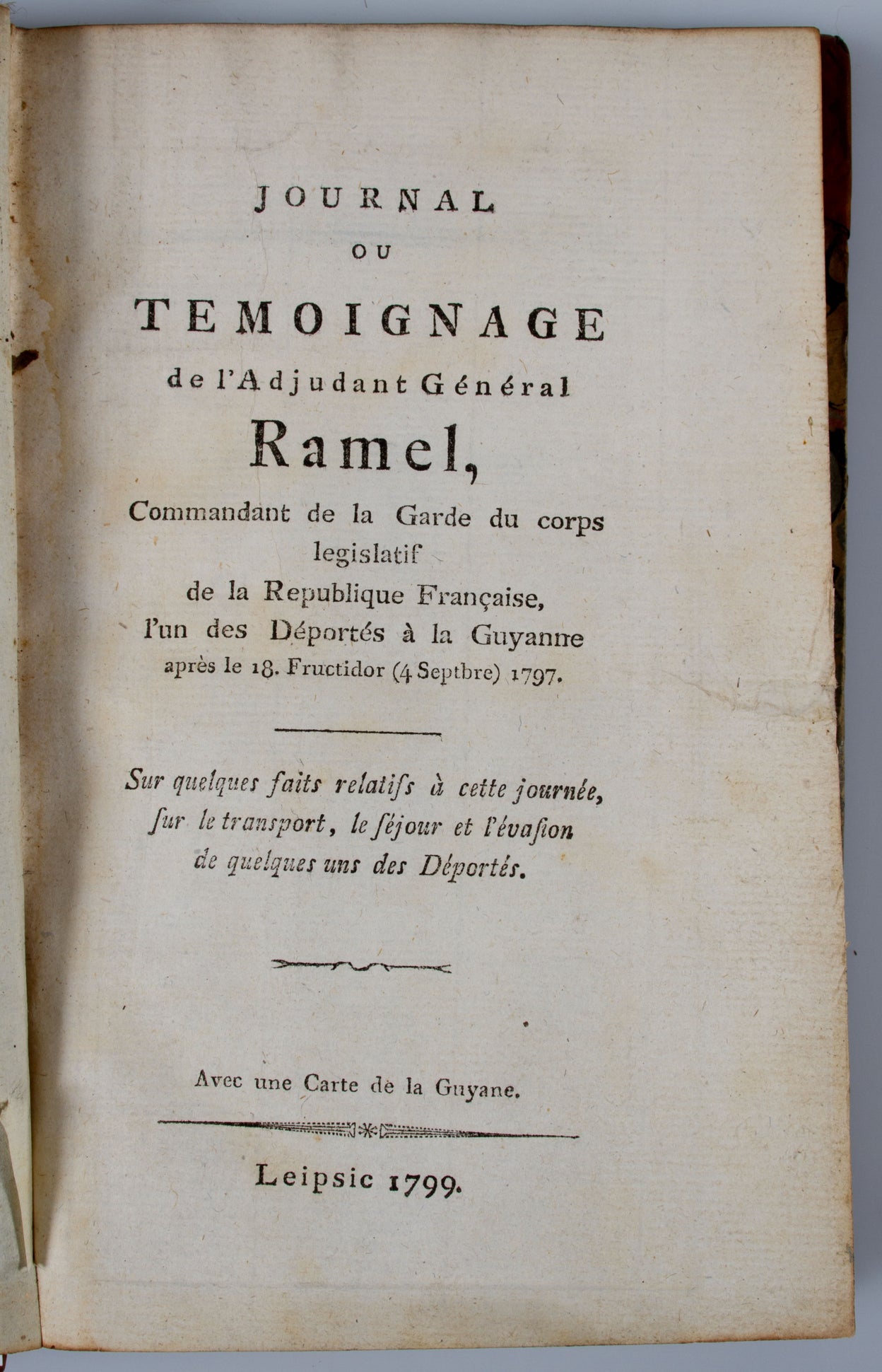 Journal ou Temoignage de l'Adjutant Général Ramel,