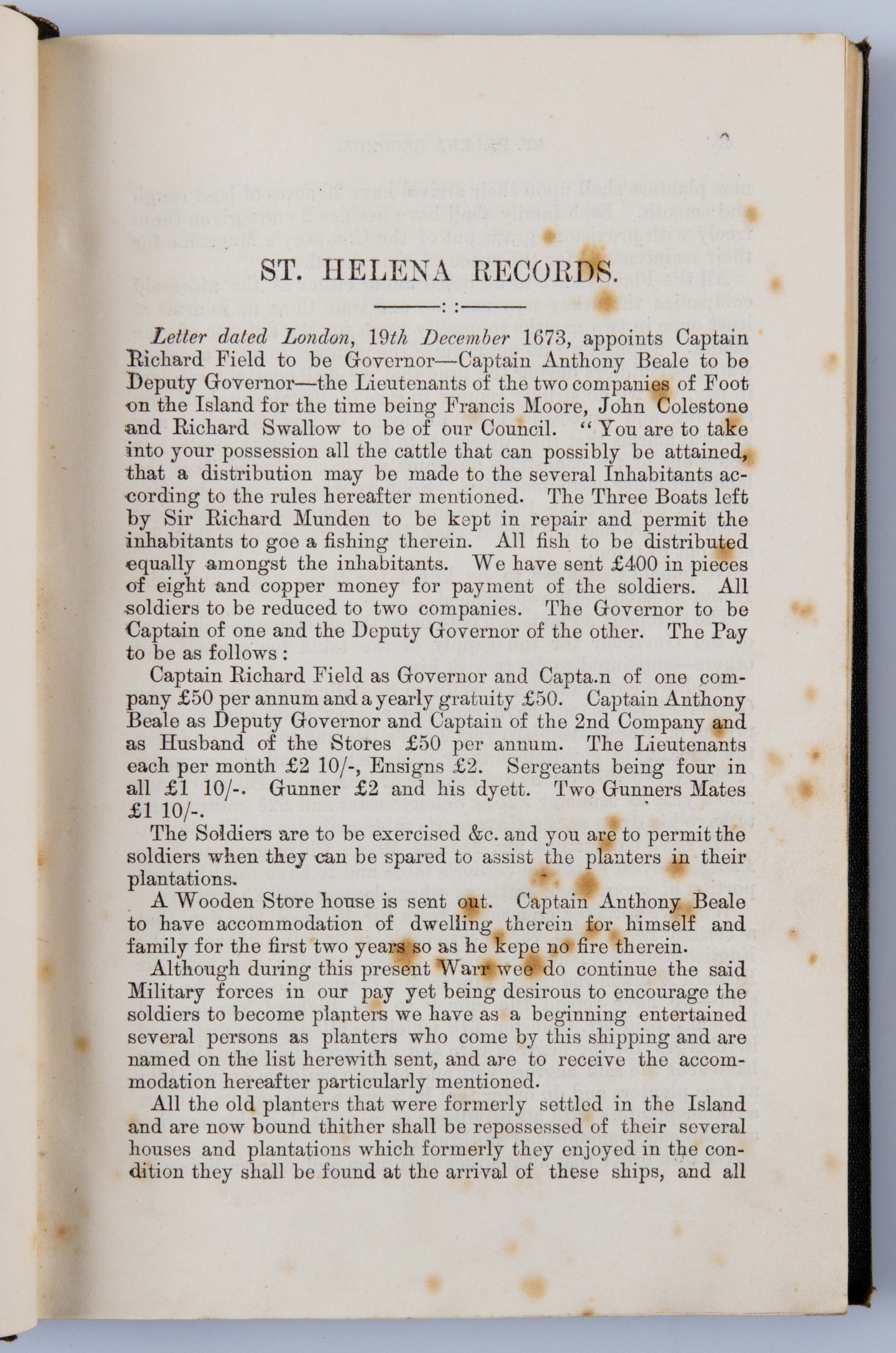 Extracts from the St. Helena Records...