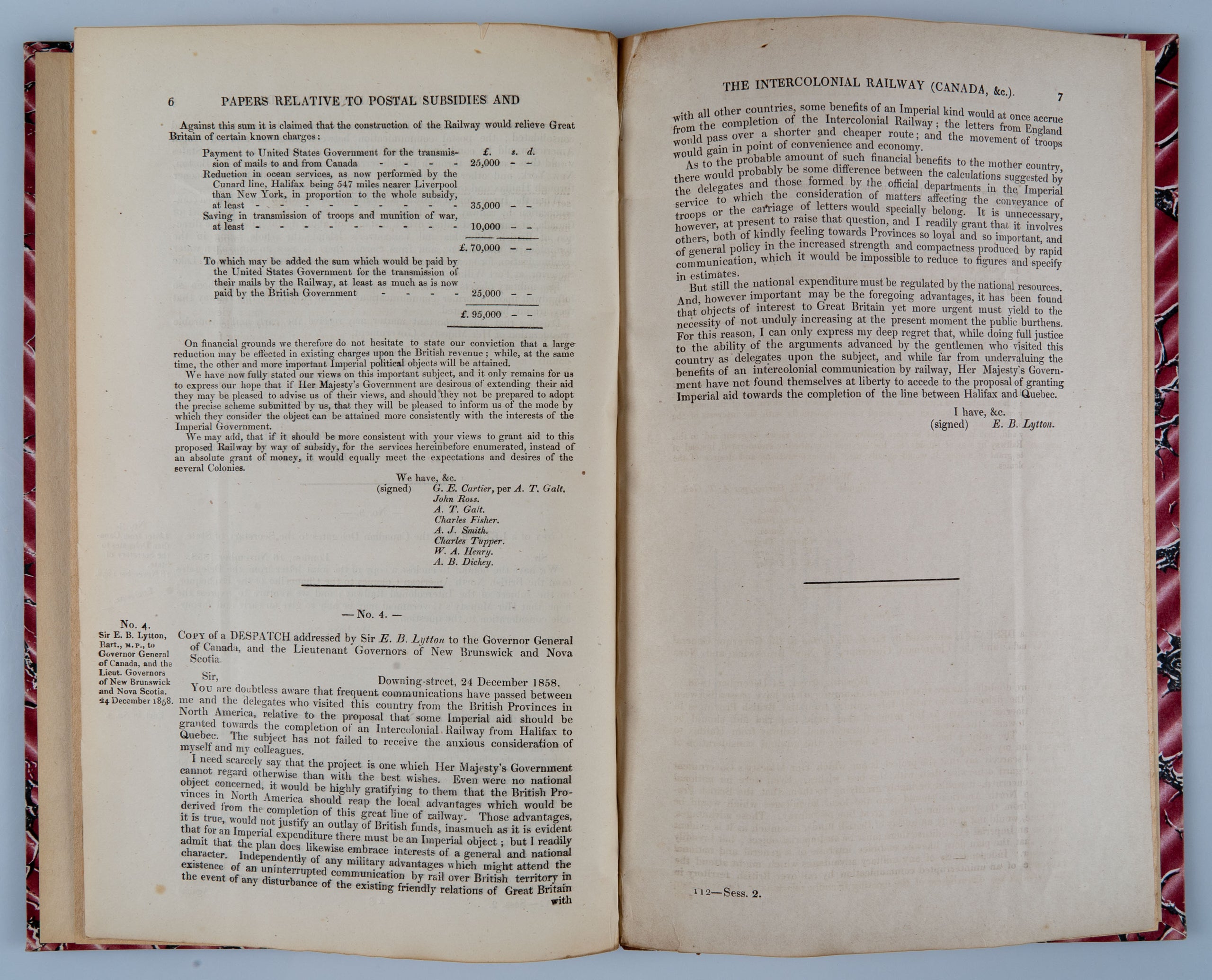 Copies of the Address from both Branches of the legislature of Canada to Her Majesty relative to Postal Subsidies and the Intercolonial Railway;