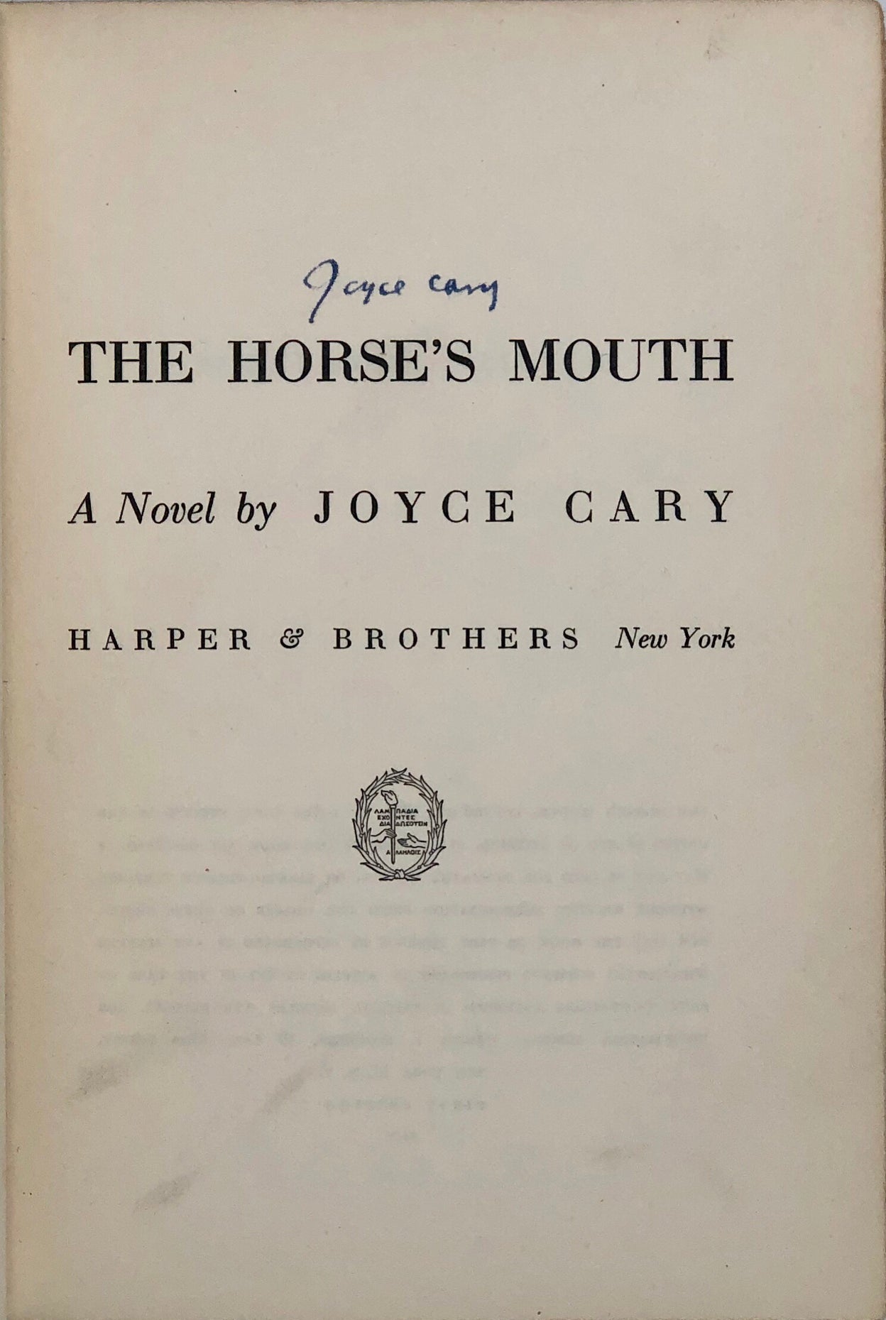 The Horse's Mouth.