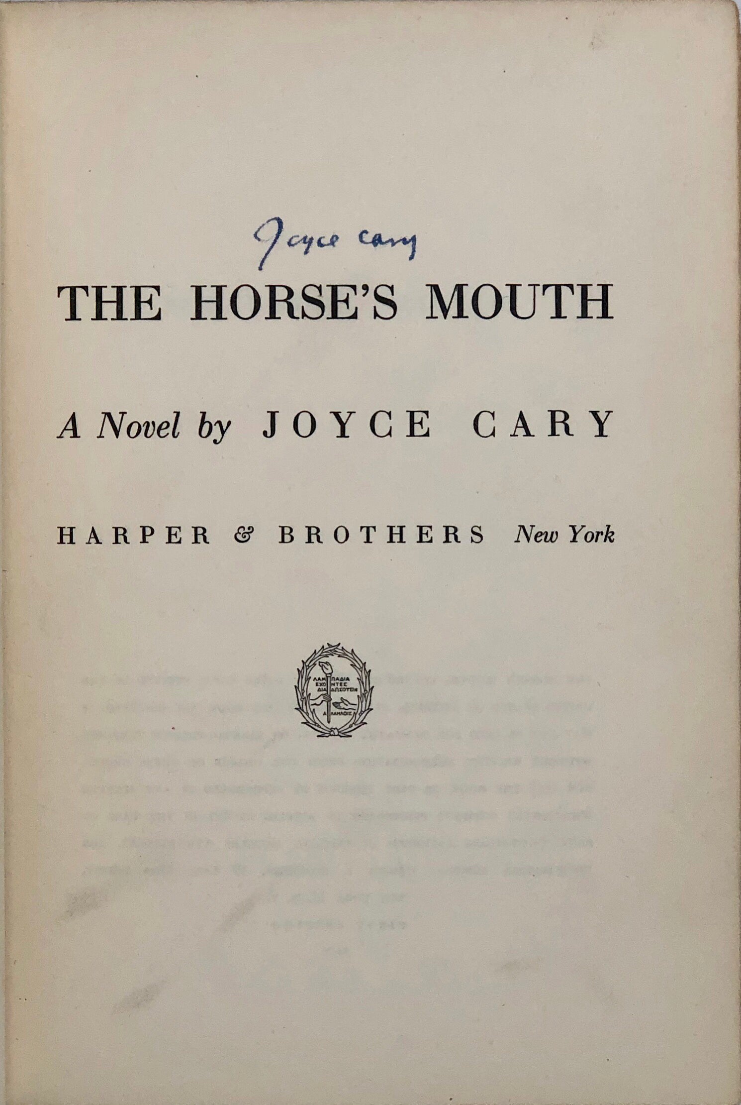 The Horse's Mouth.