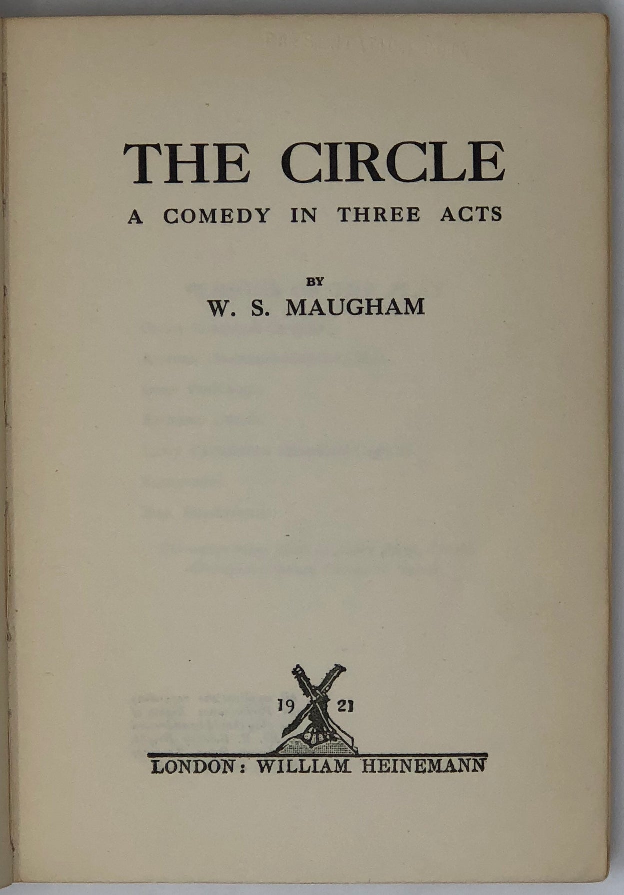 The Circle, a Comedy in Three Acts.