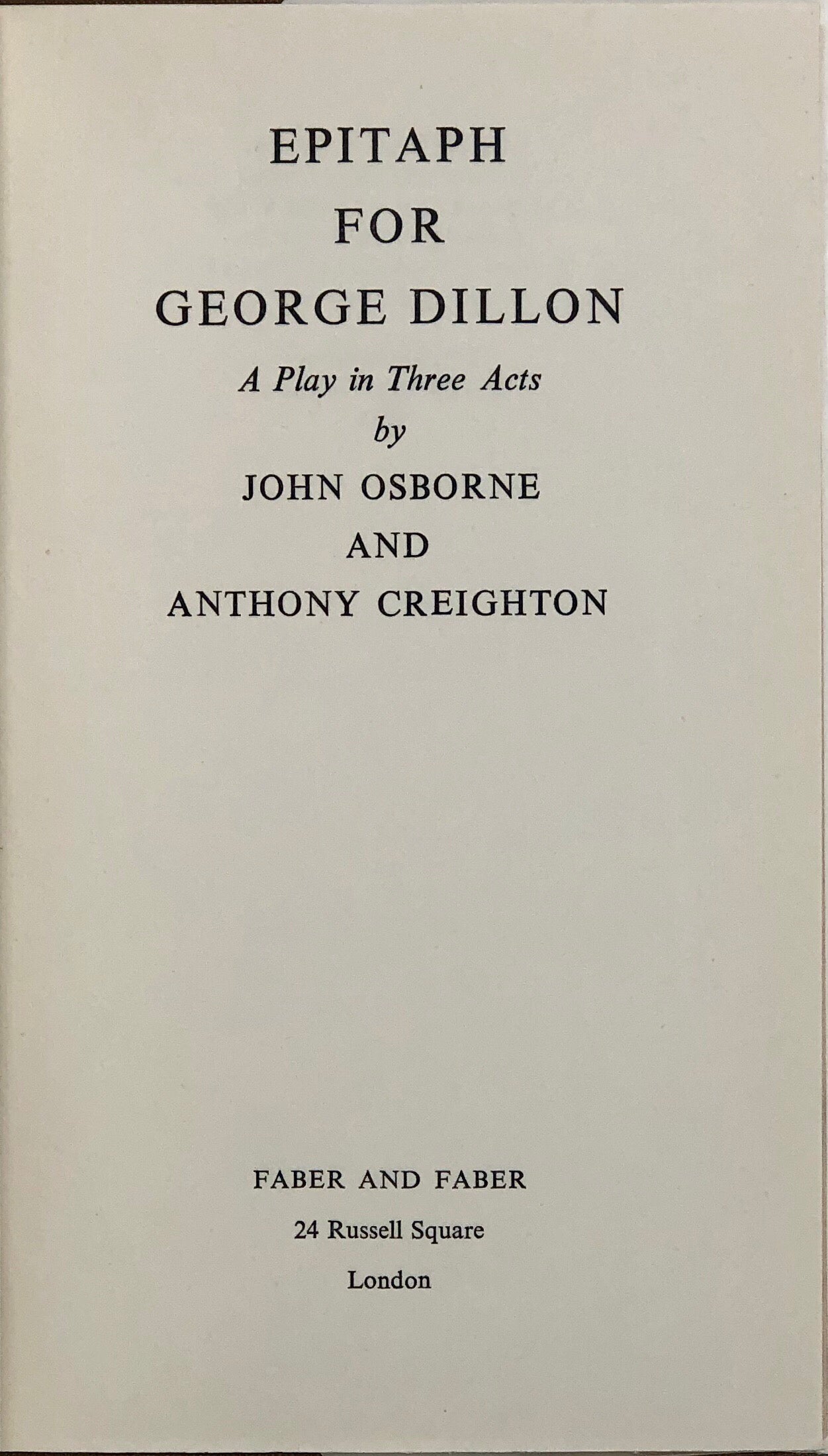 Epitaph for George Dillon.