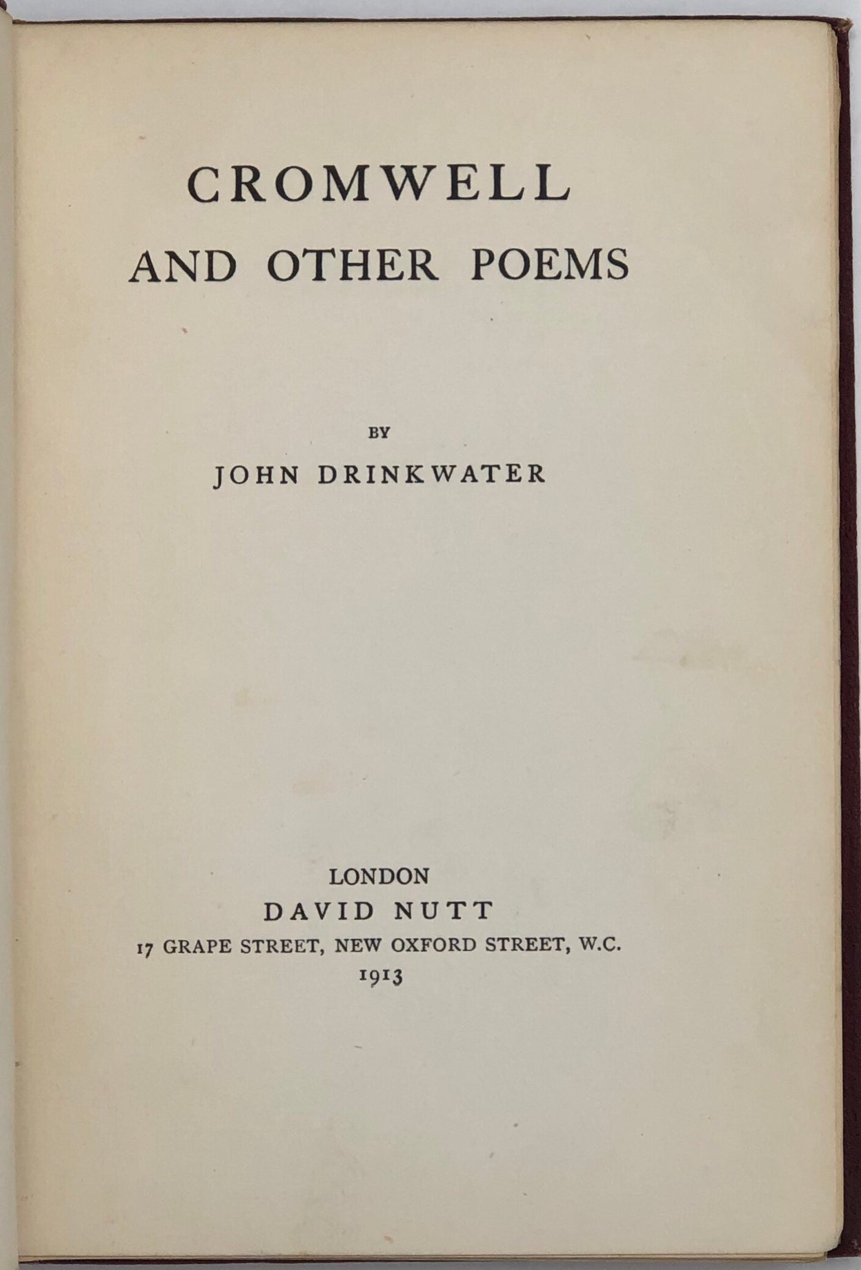 Cromwell and other Poems.