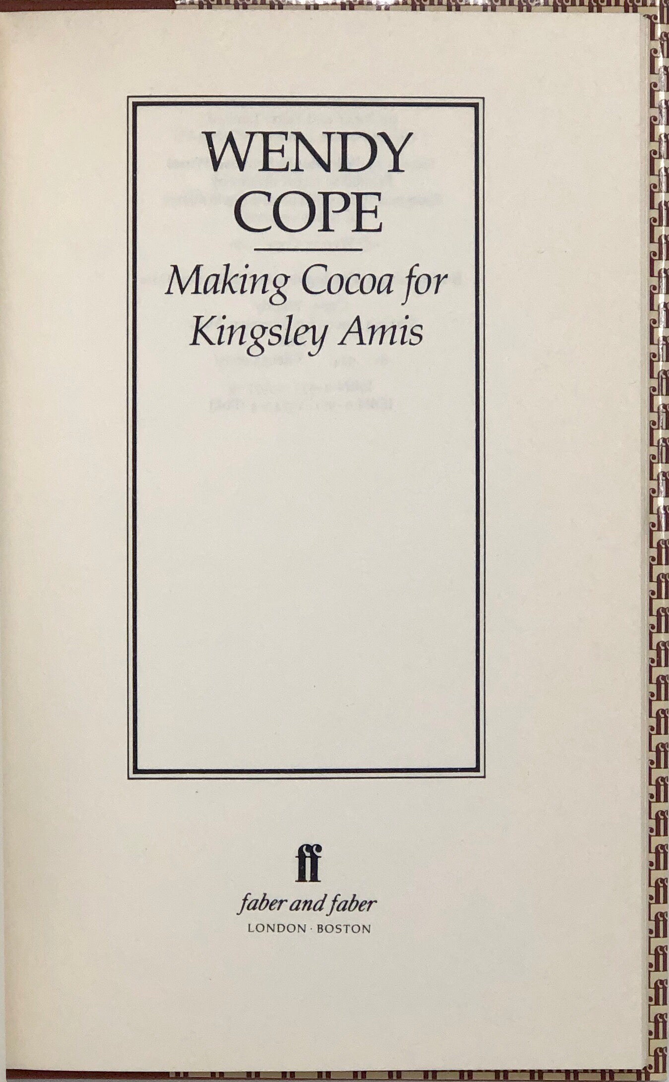 Making Cocoa for Kingsley Amis.