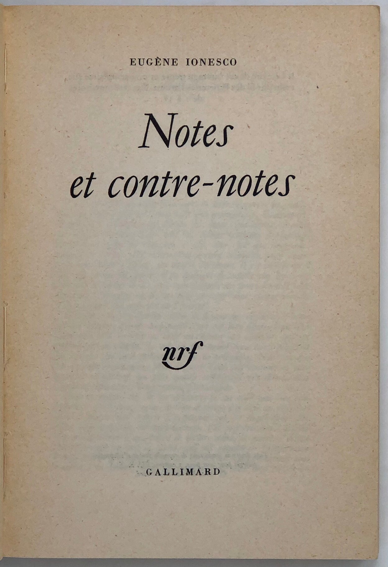 Notes et Contre-Notes.