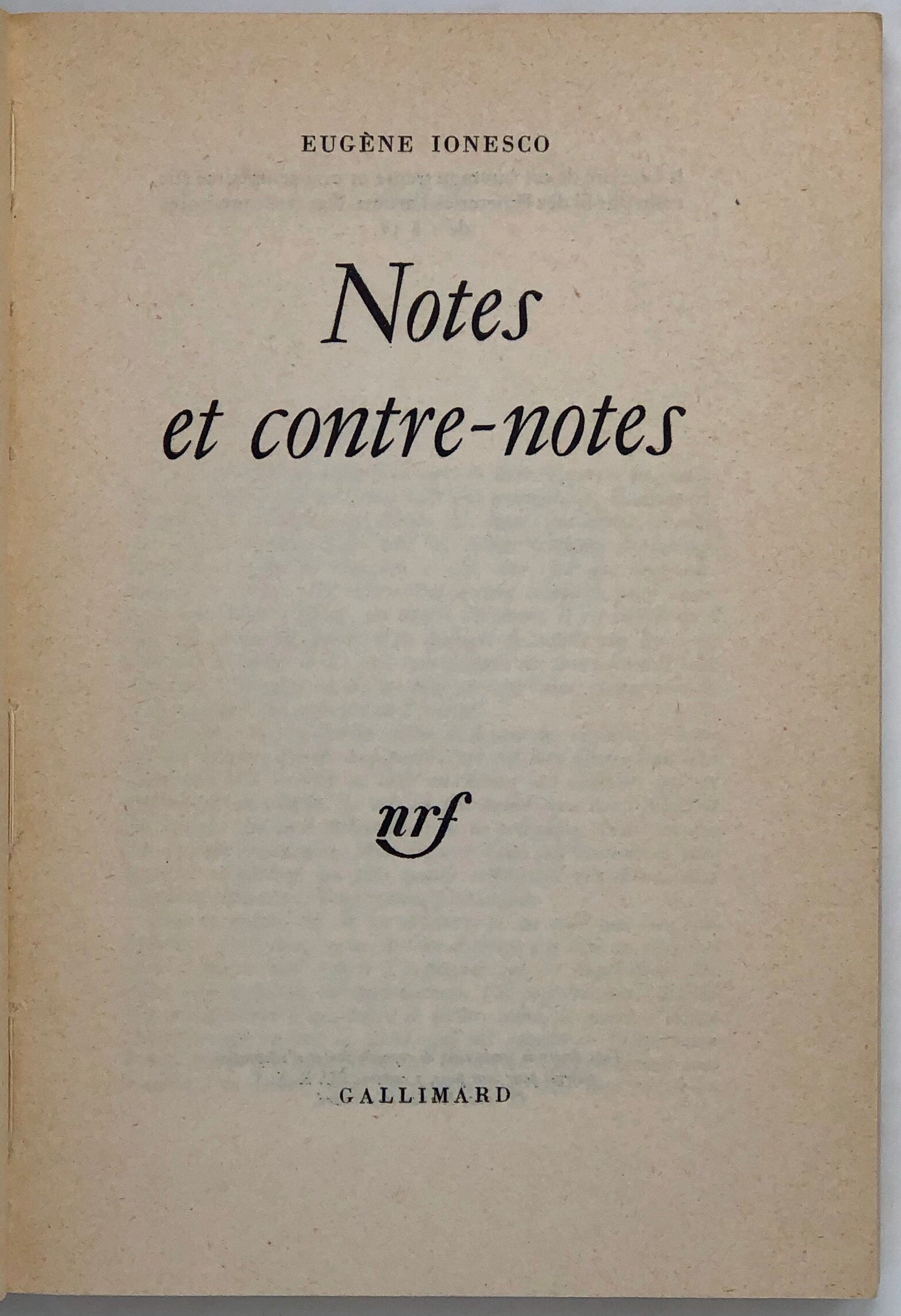 Notes et Contre-Notes.