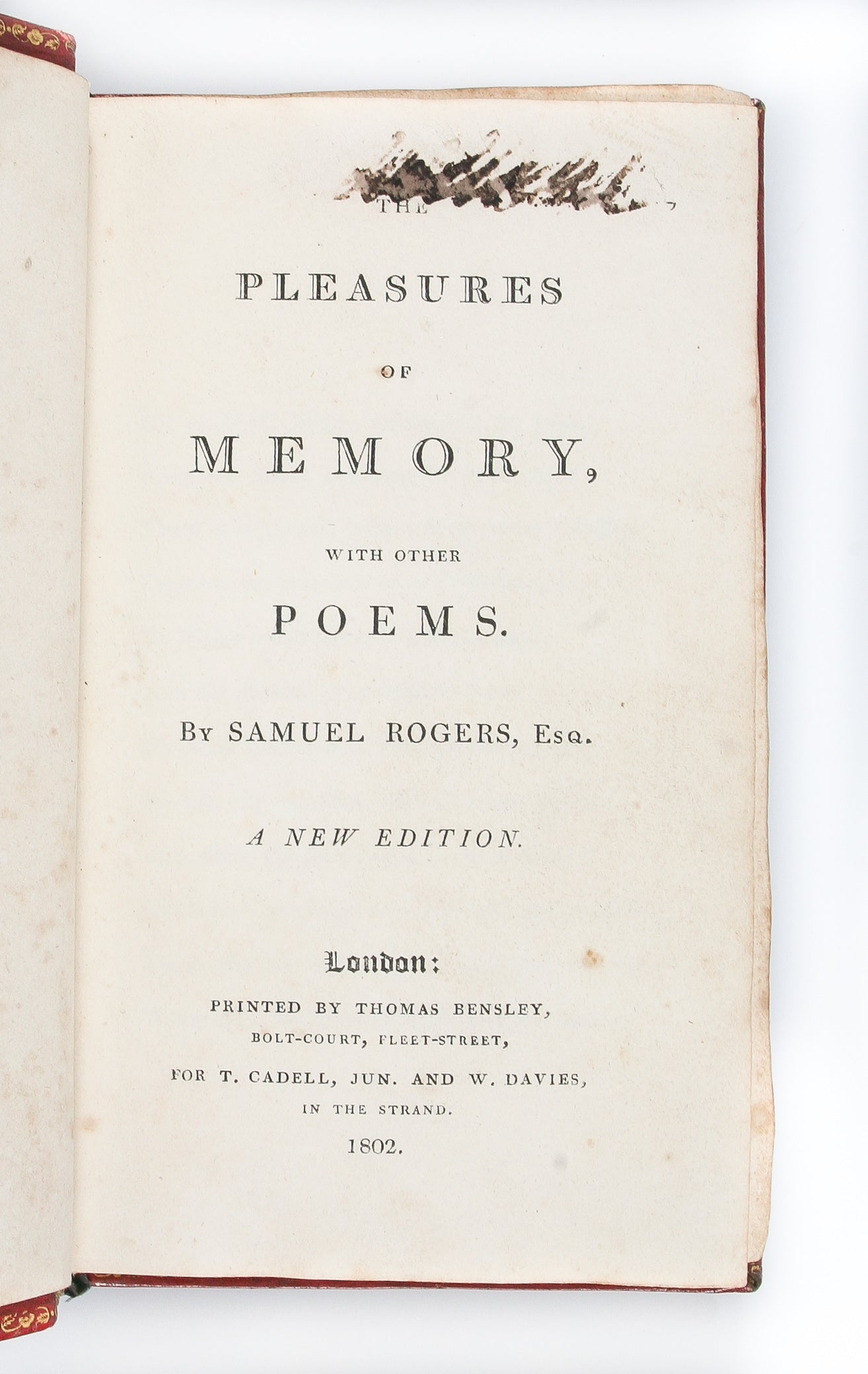 The Pleasures of memory, with other poems. By Samuel Rogers, Esq. A new edition.