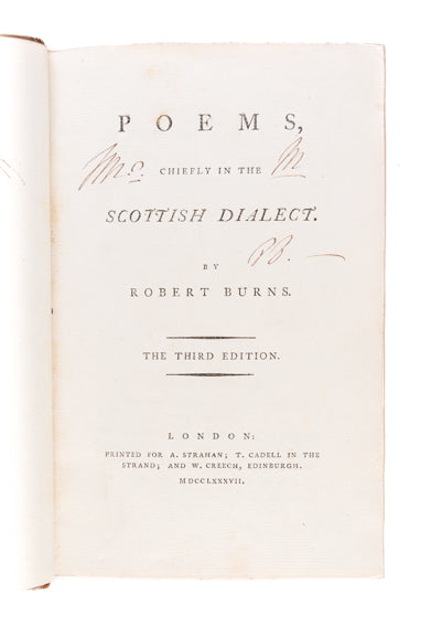 Poems, chiefly in the Scottish Dialect. By Robert Burns.