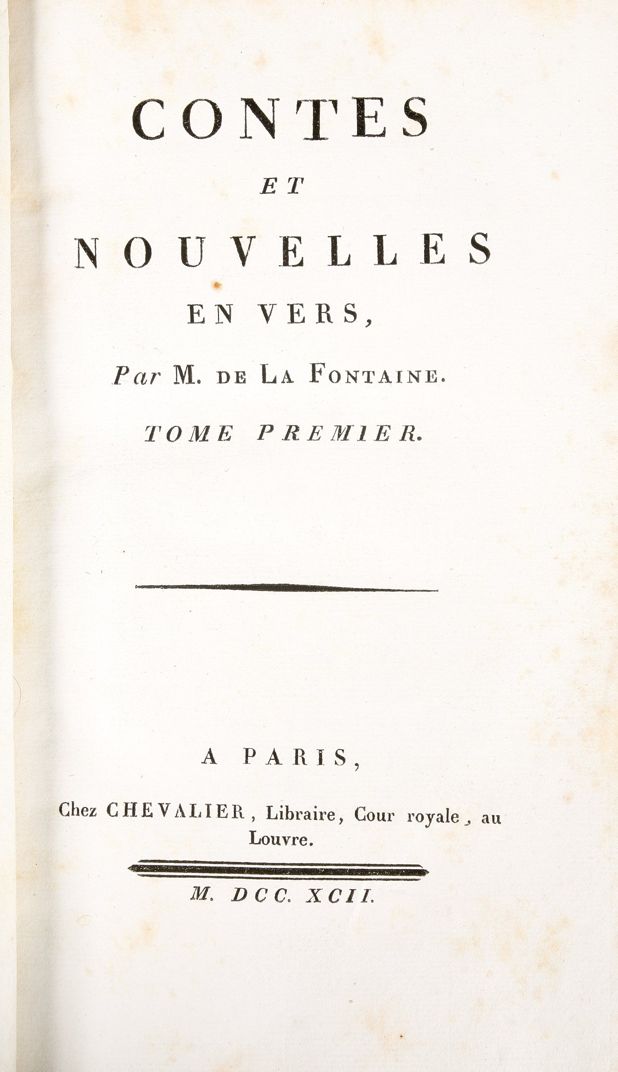 Contes et nouvelles en vers. Paris, chez Chevalier,