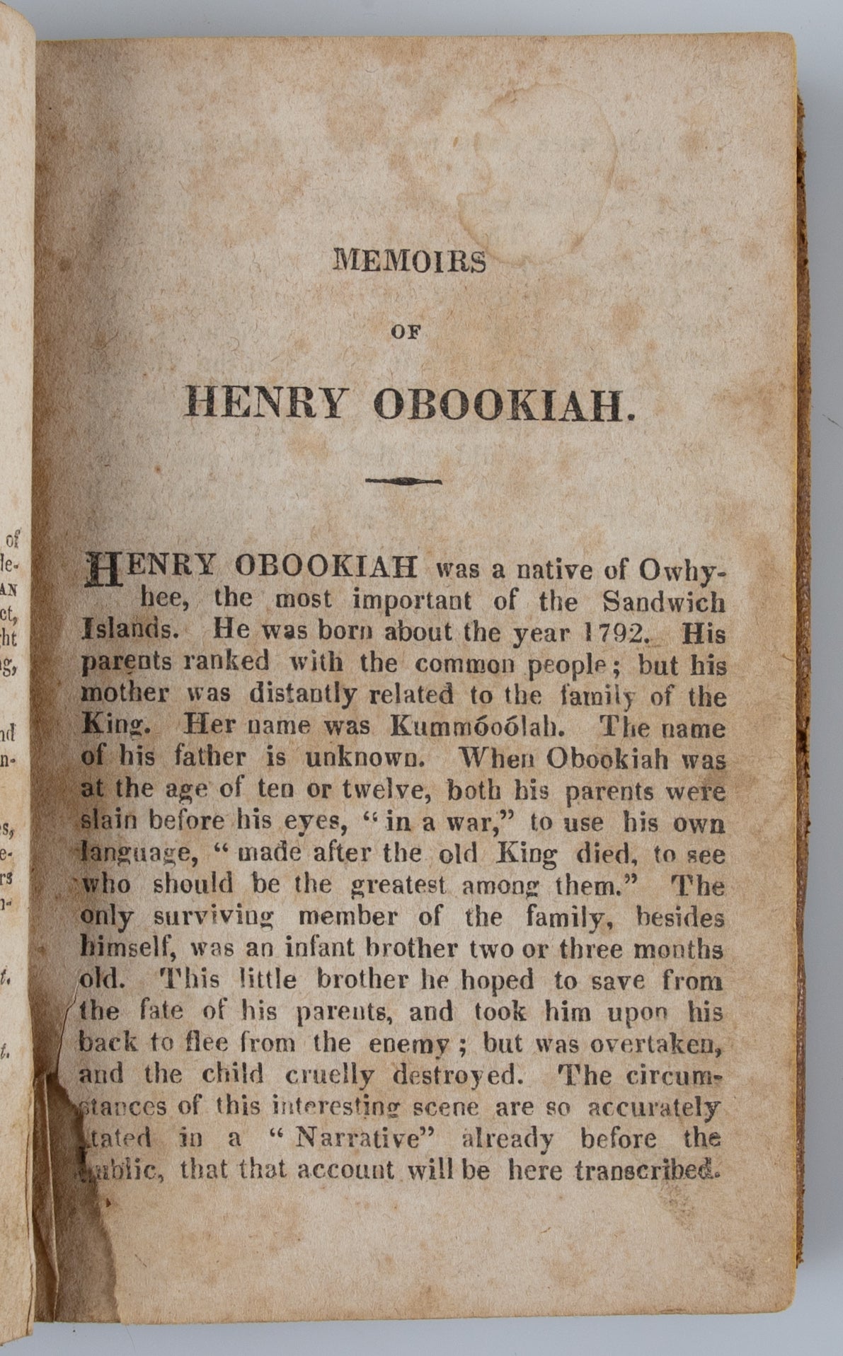 Memoirs of Henry Obookiah