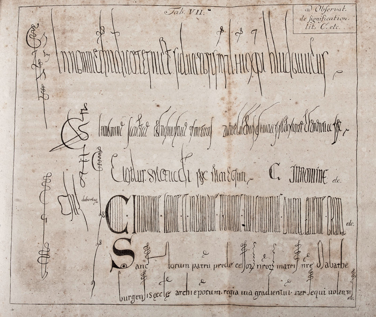 Clavis diplomatica, tradens specimina veterum scripturarum, nimirum alphabeta varia, compendia scribendi medii aevi, notariorum veterum signa nonnulla curiosa, una cum alphabeto instrumenti et abbreviaturis, singula tabulis aeneis exhibita. Hanover, heirs