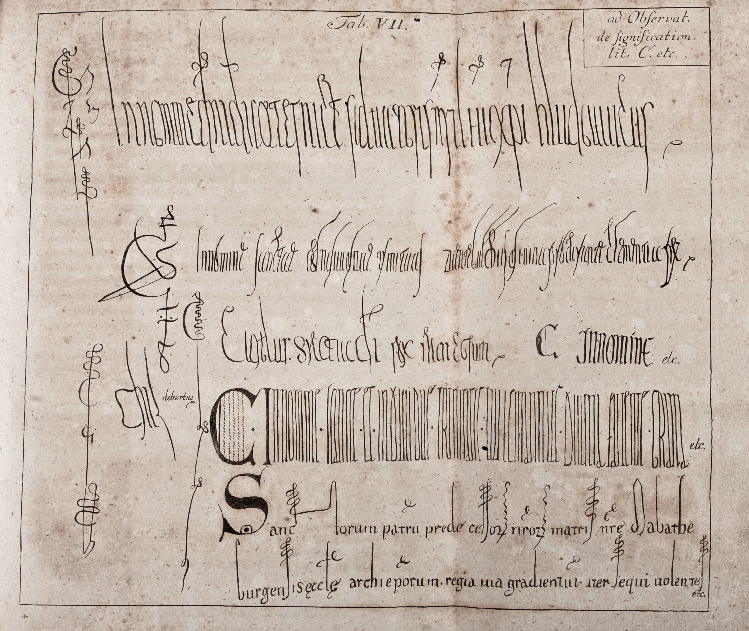 Clavis diplomatica, tradens specimina veterum scripturarum, nimirum alphabeta varia, compendia scribendi medii aevi, notariorum veterum signa nonnulla curiosa, una cum alphabeto instrumenti et abbreviaturis, singula tabulis aeneis exhibita. Hanover, heirs