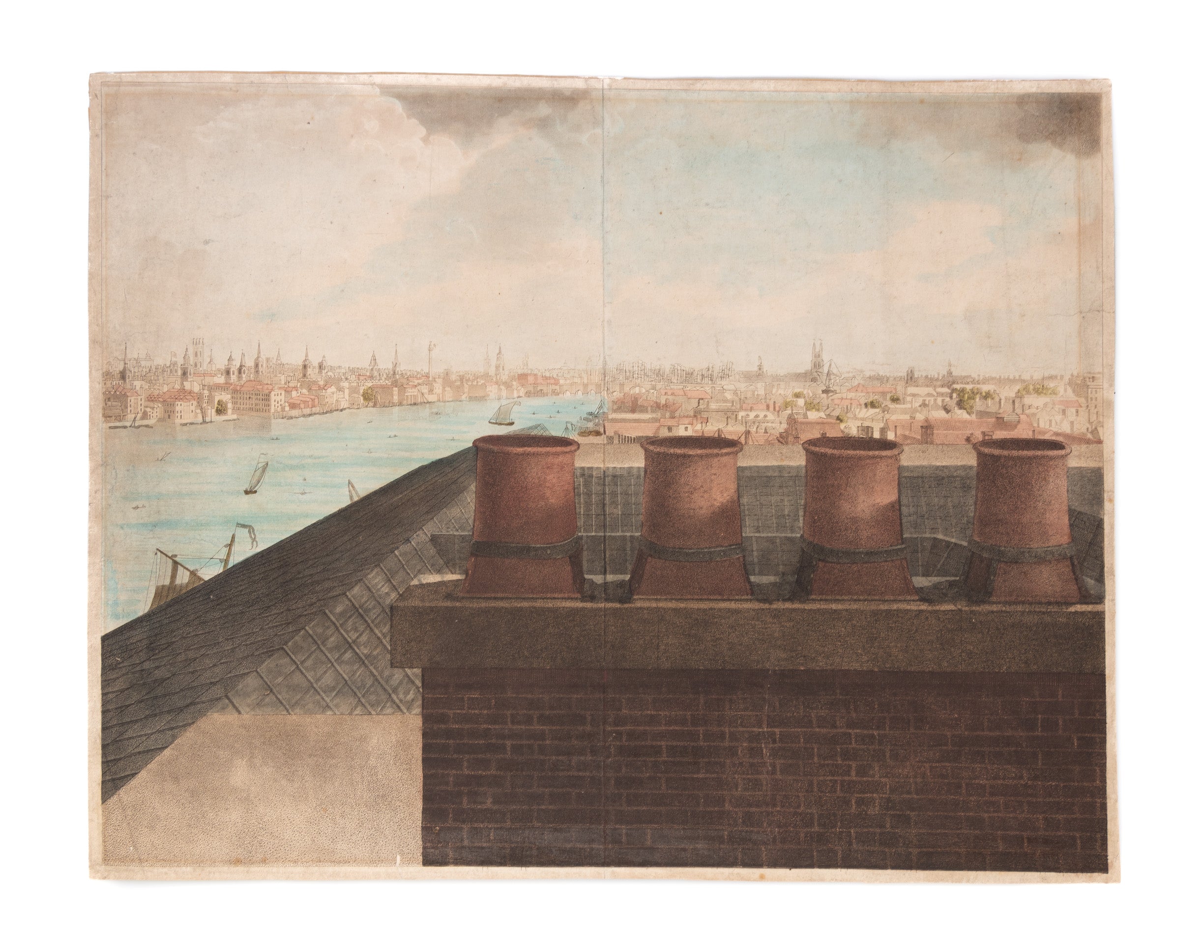 London Panorama. 4 of the 6 sheet Panorama, lacking the central section showing Blackfriars Bridge and the city.