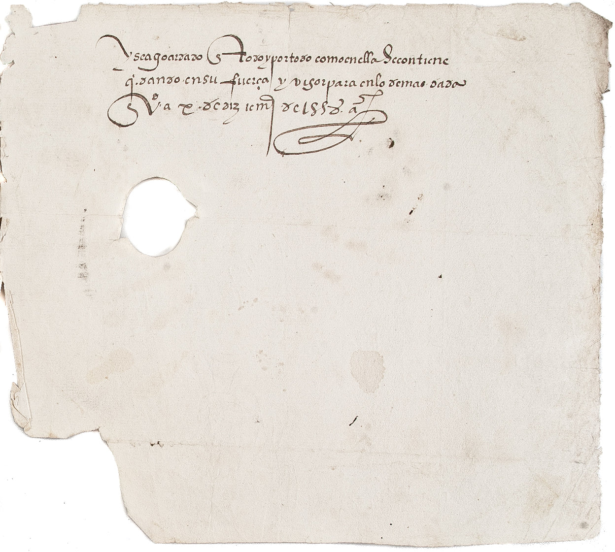 [Contemporary manuscript of a decree of pardon]: Minuta de perdon conto las clausulas a fu por la muerte de fu. Valladolid, 10 December