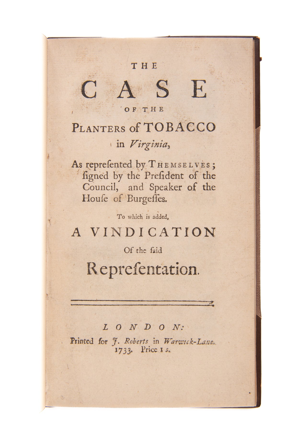 The case of the Planters of Tobacco in Virginia,