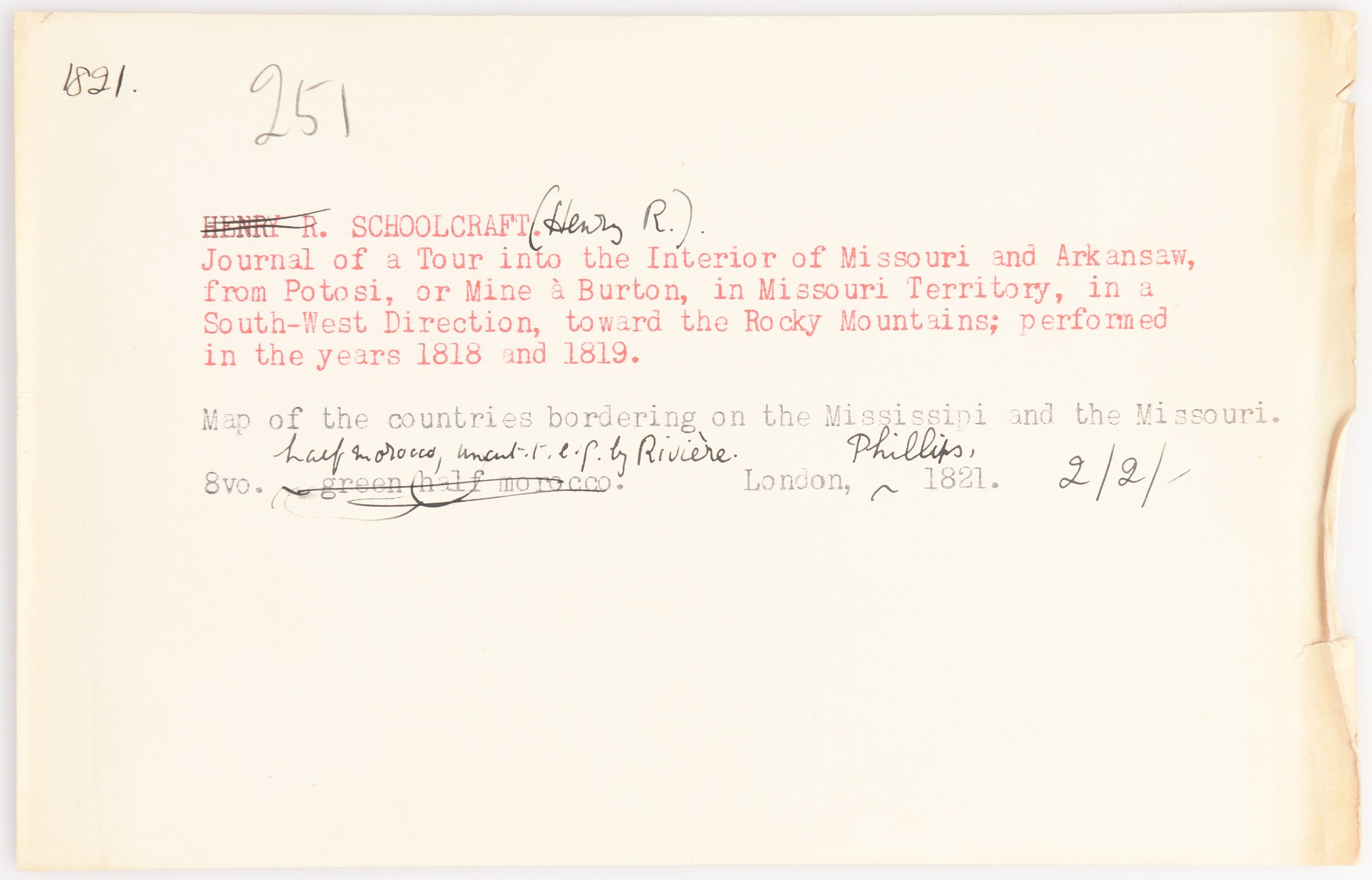 Journal of a tour into the interior of Missouri and Arkansaw