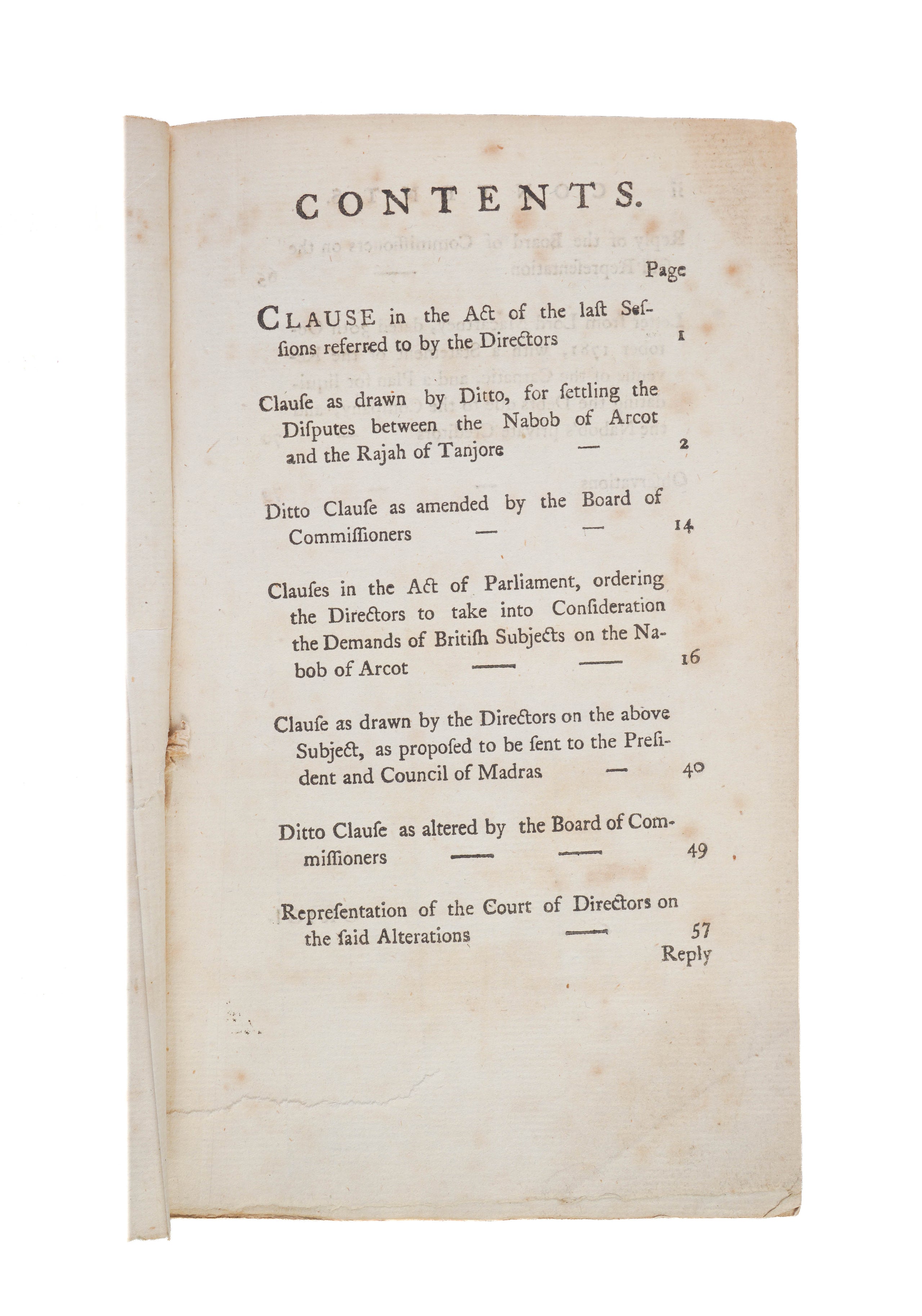 Original Papers relative to the rights and pretensions of the Nabob of Arcot, and the Rajah of Tanjore, and to the Demands of British Subjects on the Nabob of Arcot.