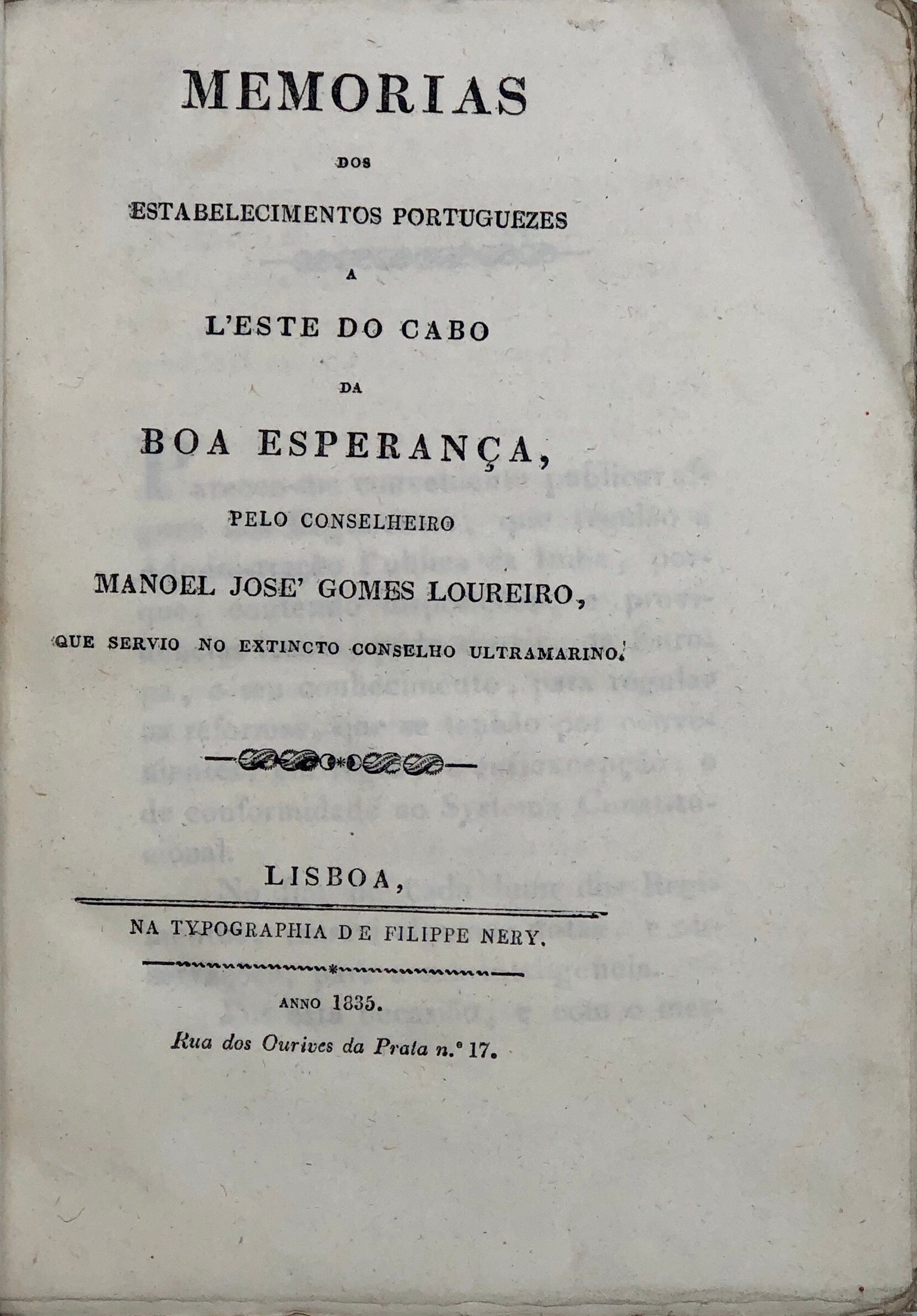 Memorias dos Estabelecimentos Portuguezes a L'Este do Cabo da Boa Esperanca...