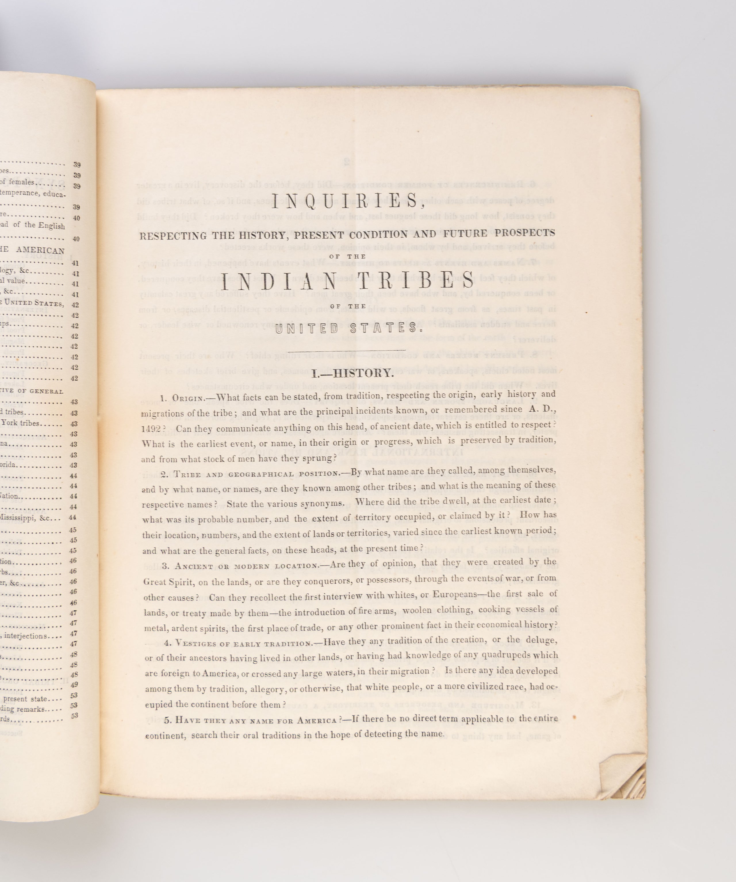 Inquiries, Respecting The History, Present Condition and Future Prospects of the Indian Tribes of the United States