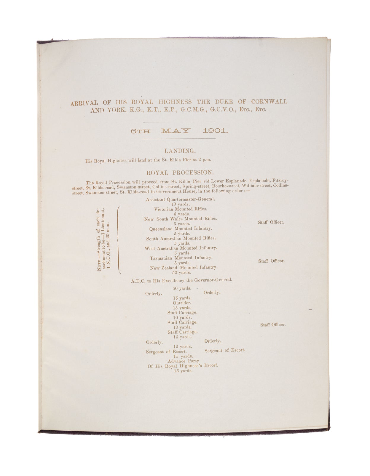 Route of the Royal Procession, 6th May, 1901.