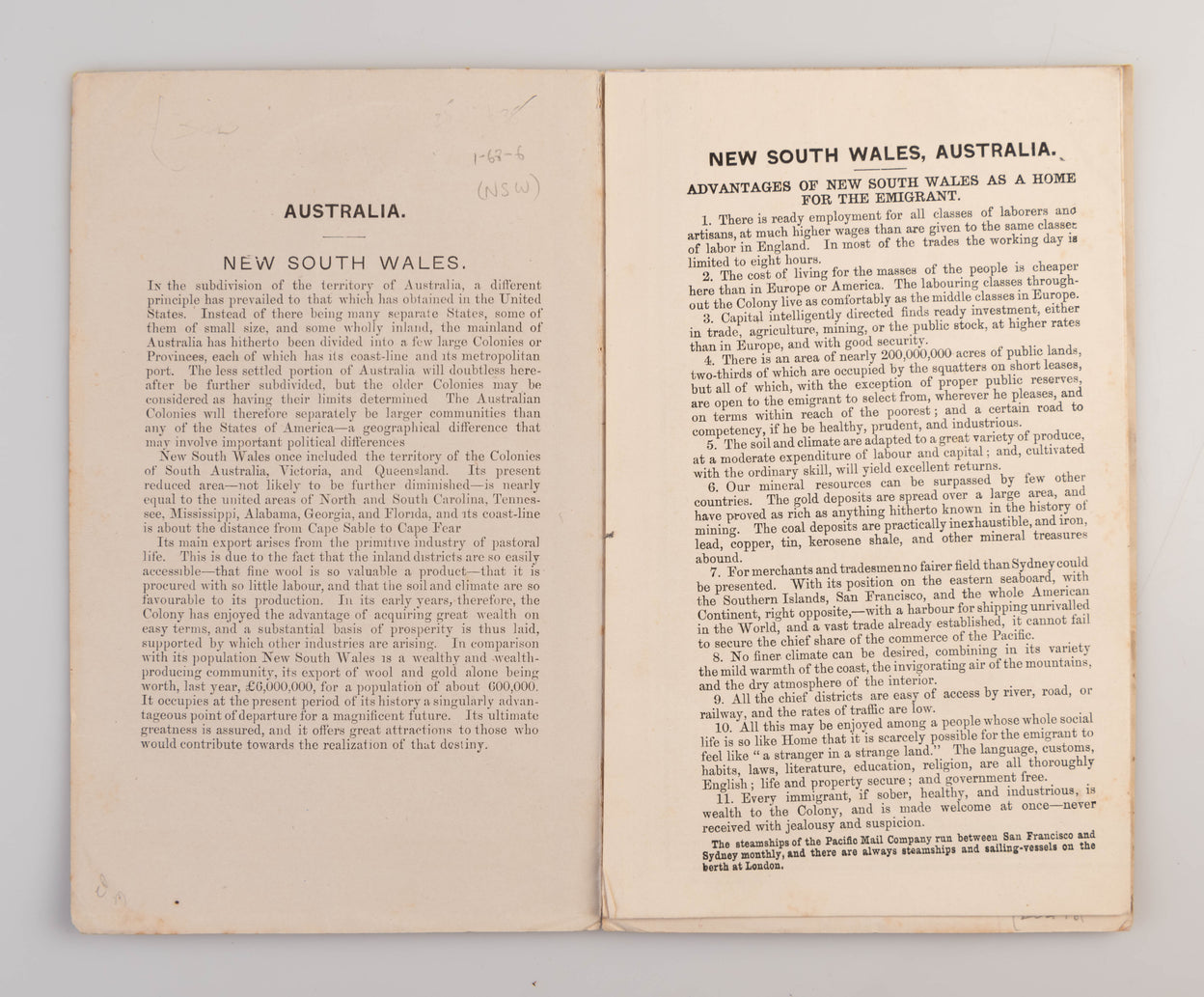 Mineral Map and General Statistics of New South Wales, Australia.