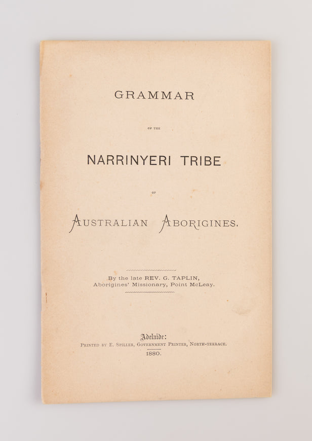 Grammar of the Narrinyeri Tribe of Australian Aborigines.