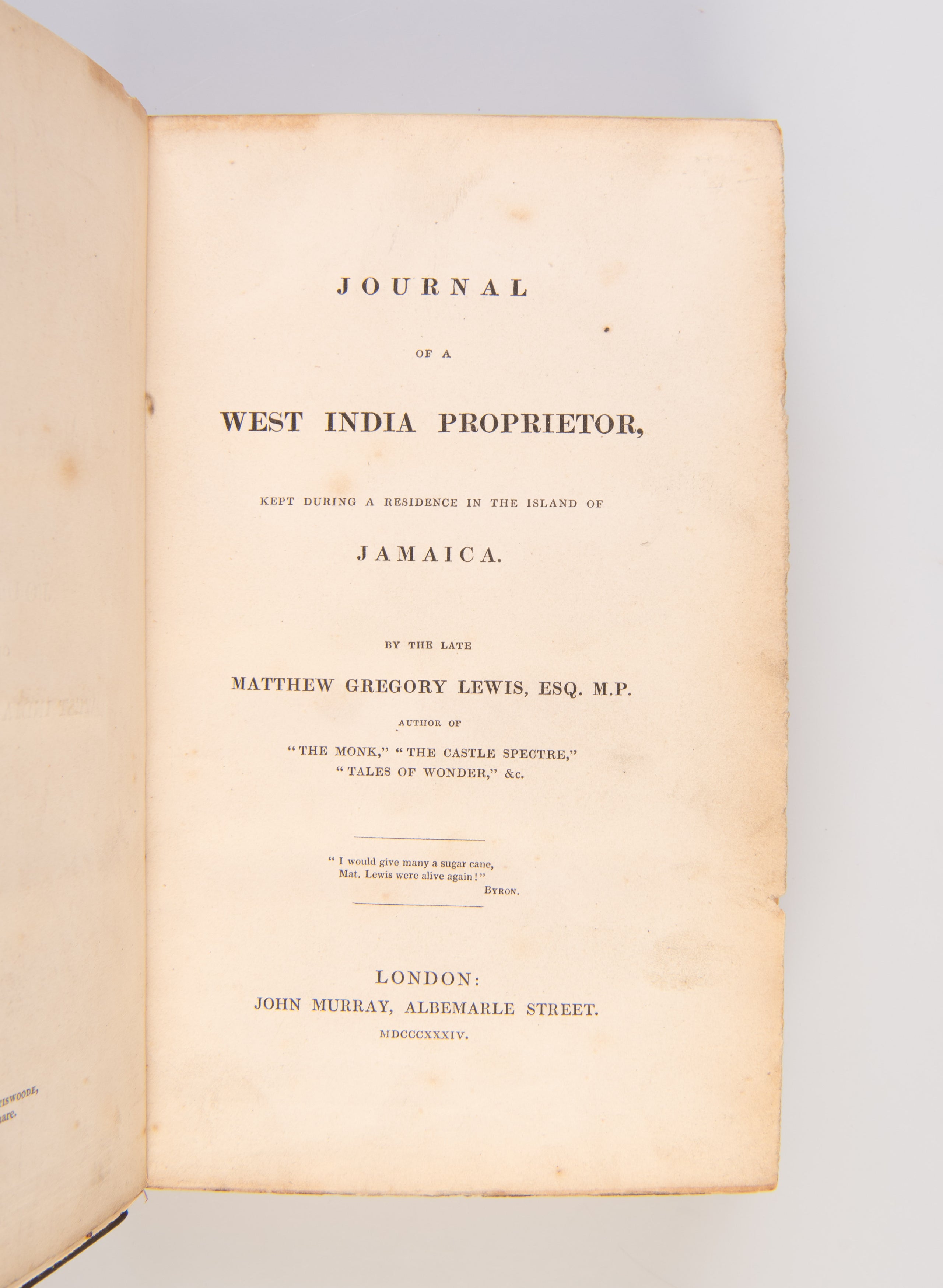 Journal of a West India Proprietor, kept during a Residence in Jamaica