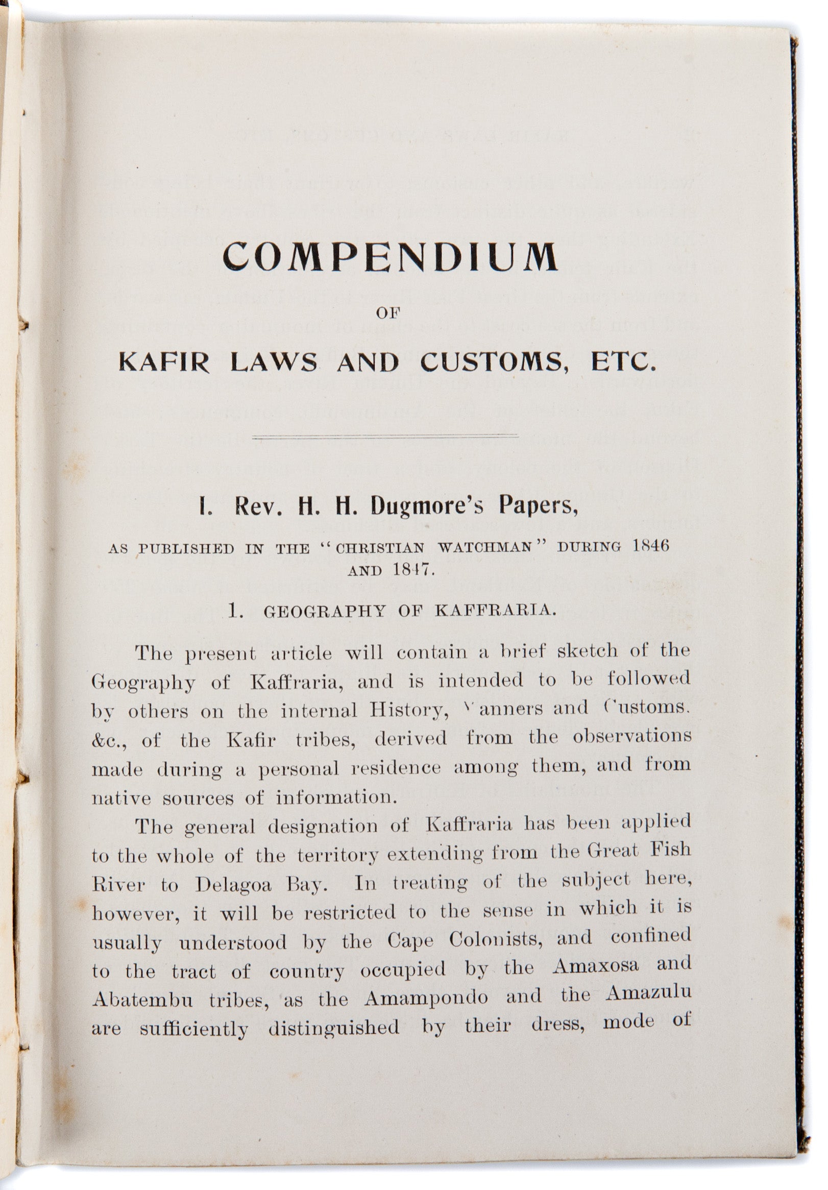 A Compendium of Kafir Laws & Customs,