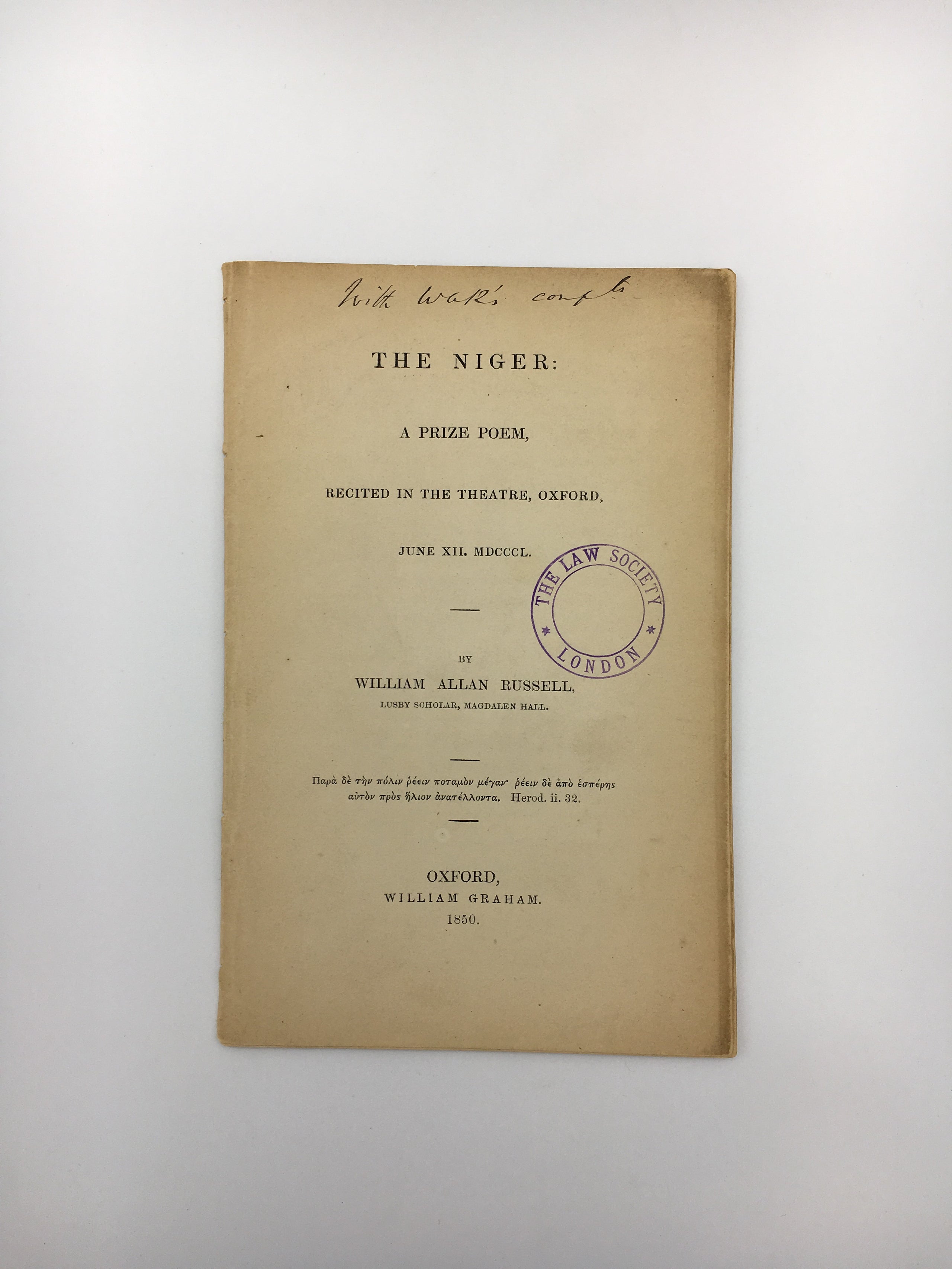 The Niger: A Prize Poem,