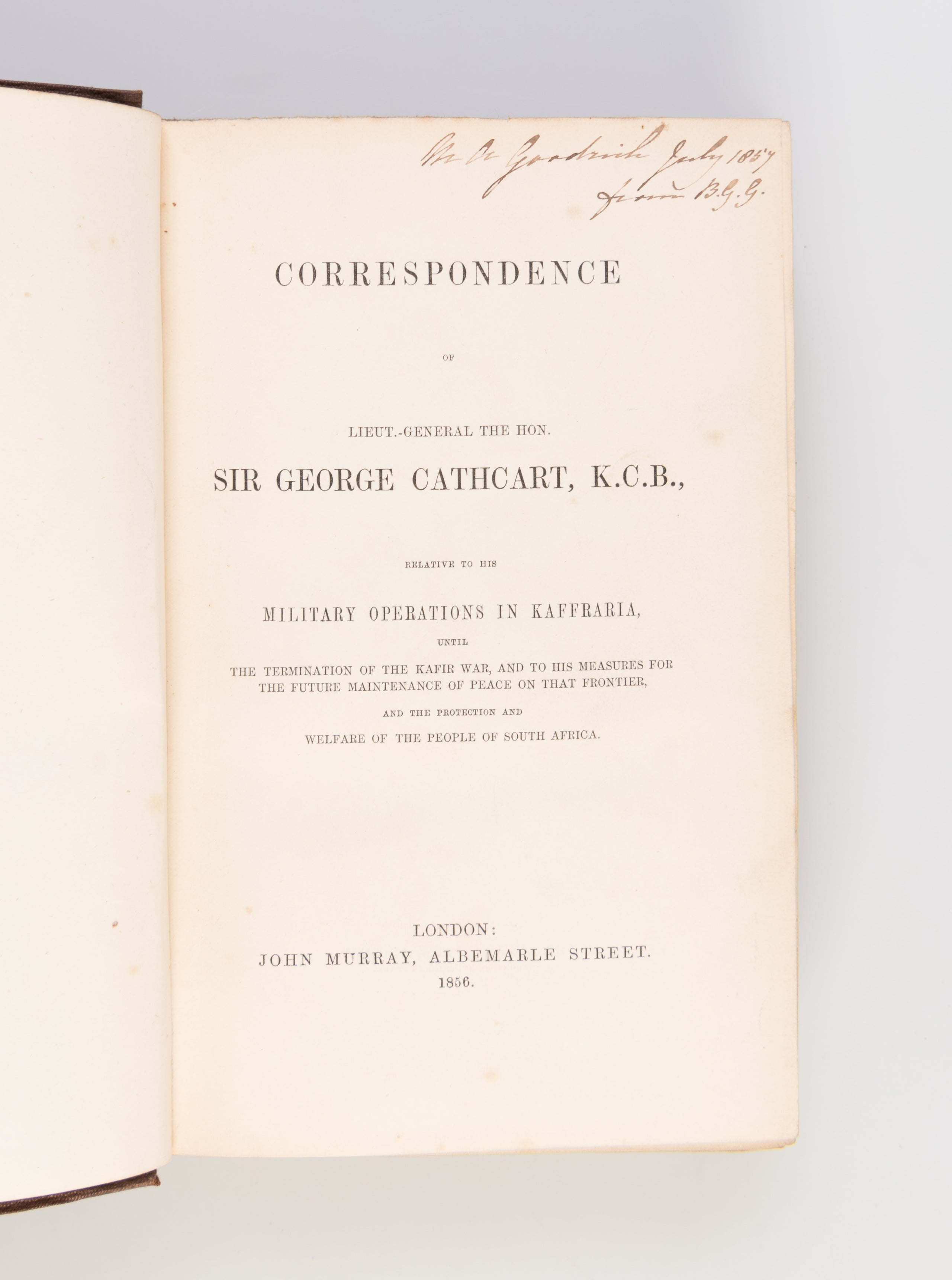 Correspondence ... relative to the Military Operations in Kaffaria, until the termination of the Kaffir War,