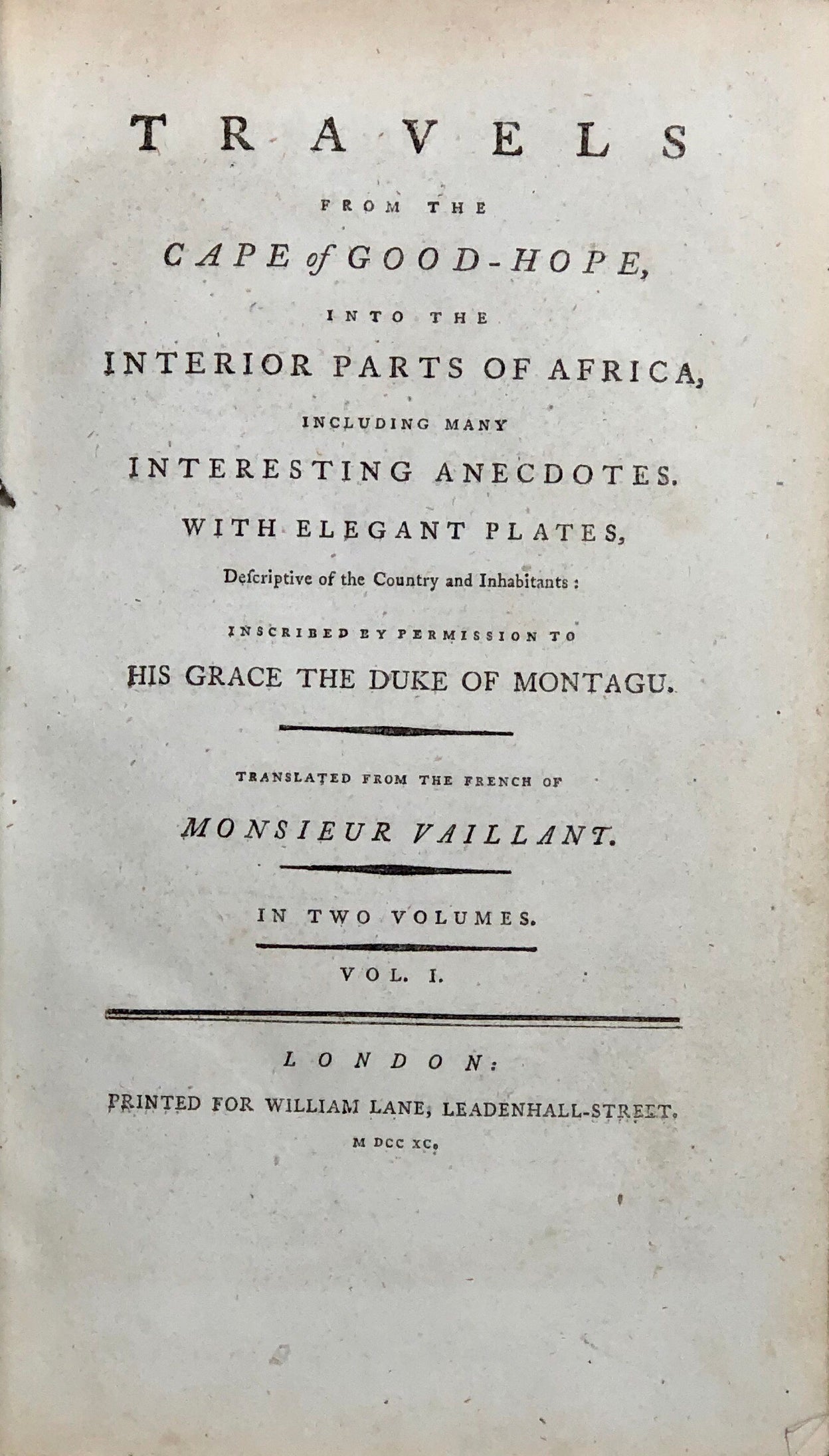 Travels from the Cape of Good Hope.