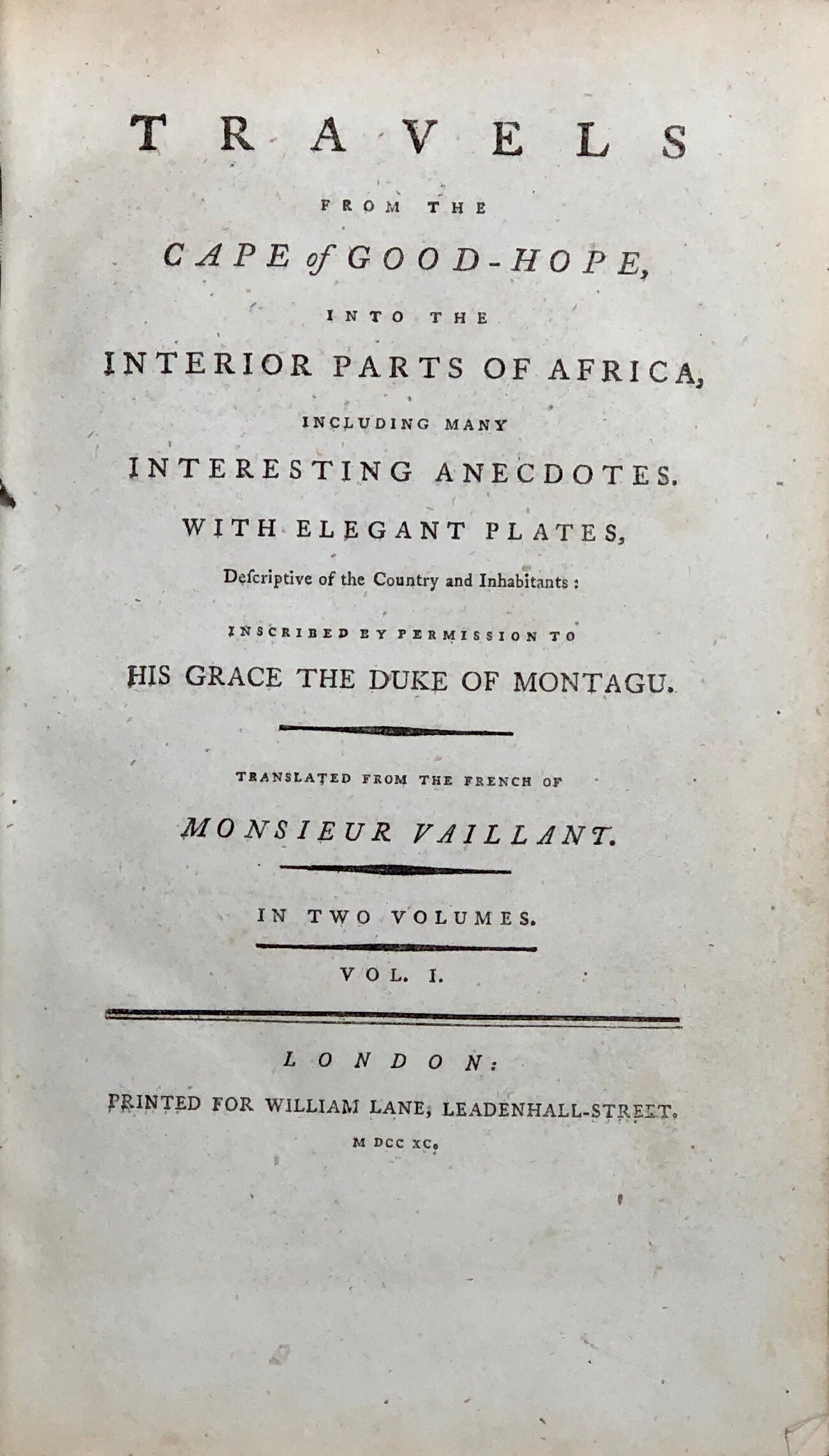 Travels from the Cape of Good Hope.