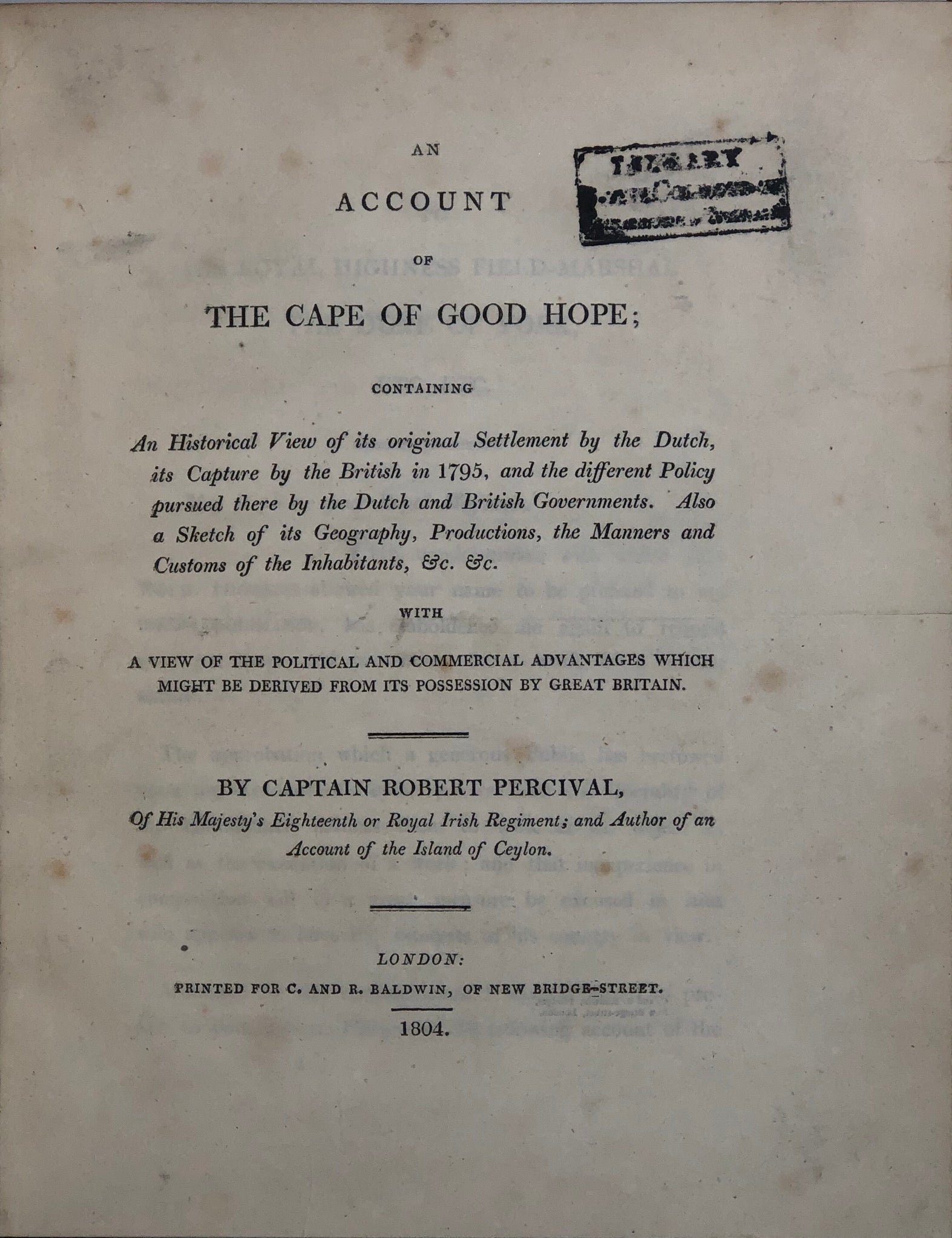 An Account of the Cape of Good Hope;