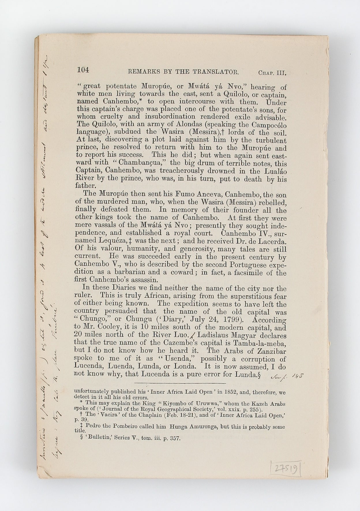 Lacerda's Journey to Cazembe in 1798.