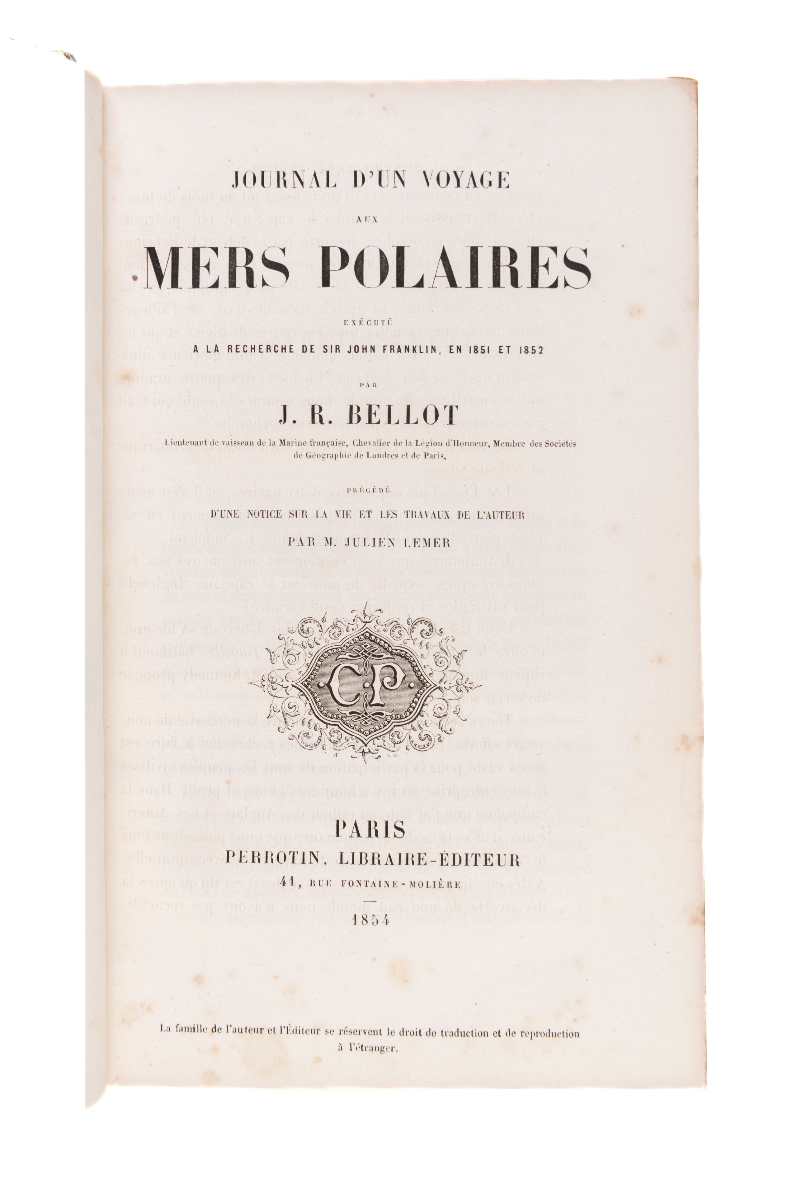 Journal d'un Voyage aux Mers polaires executé à la Récherche de Sir John Franklin,