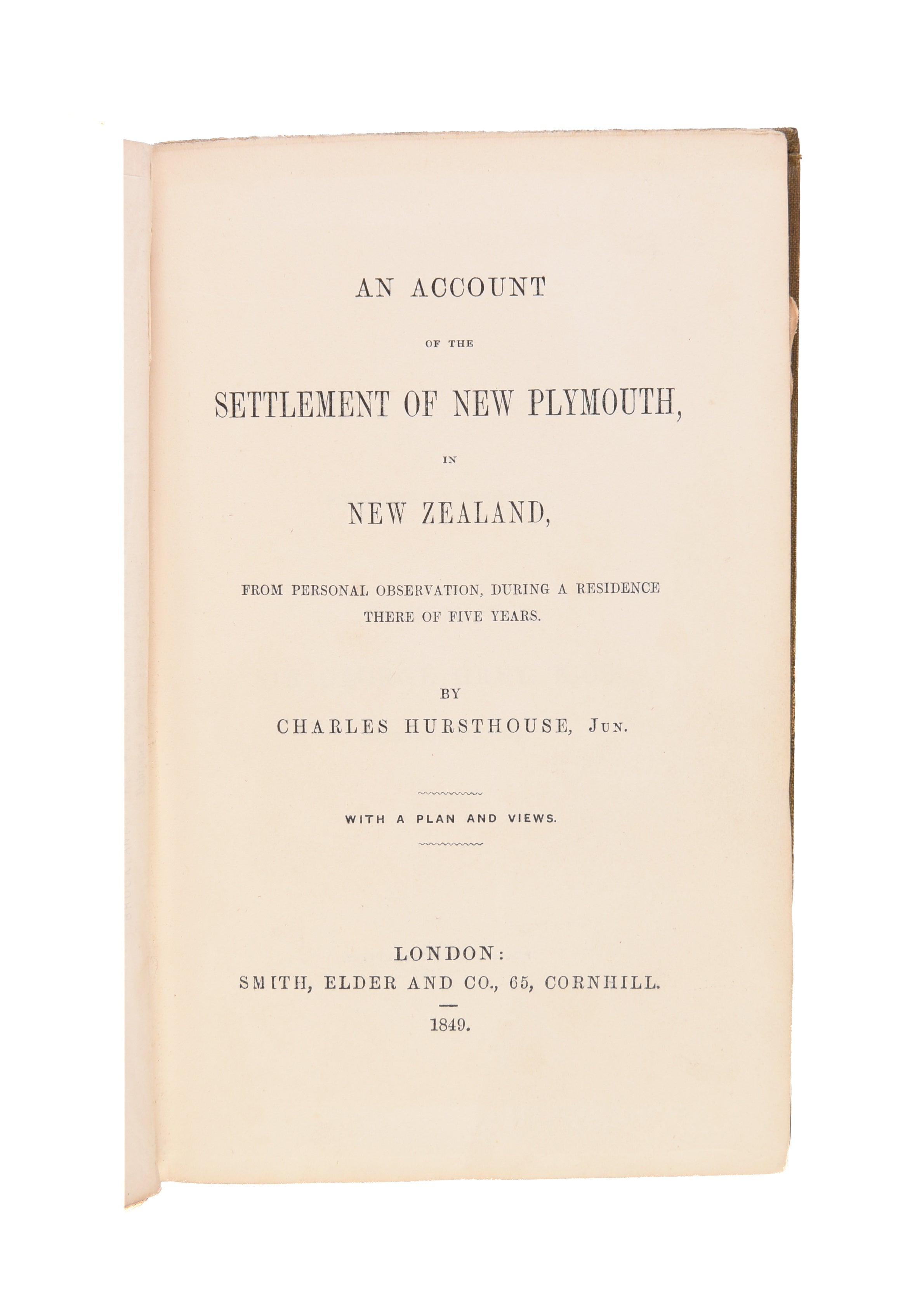 An Account of the Settlement of New Plymouth,