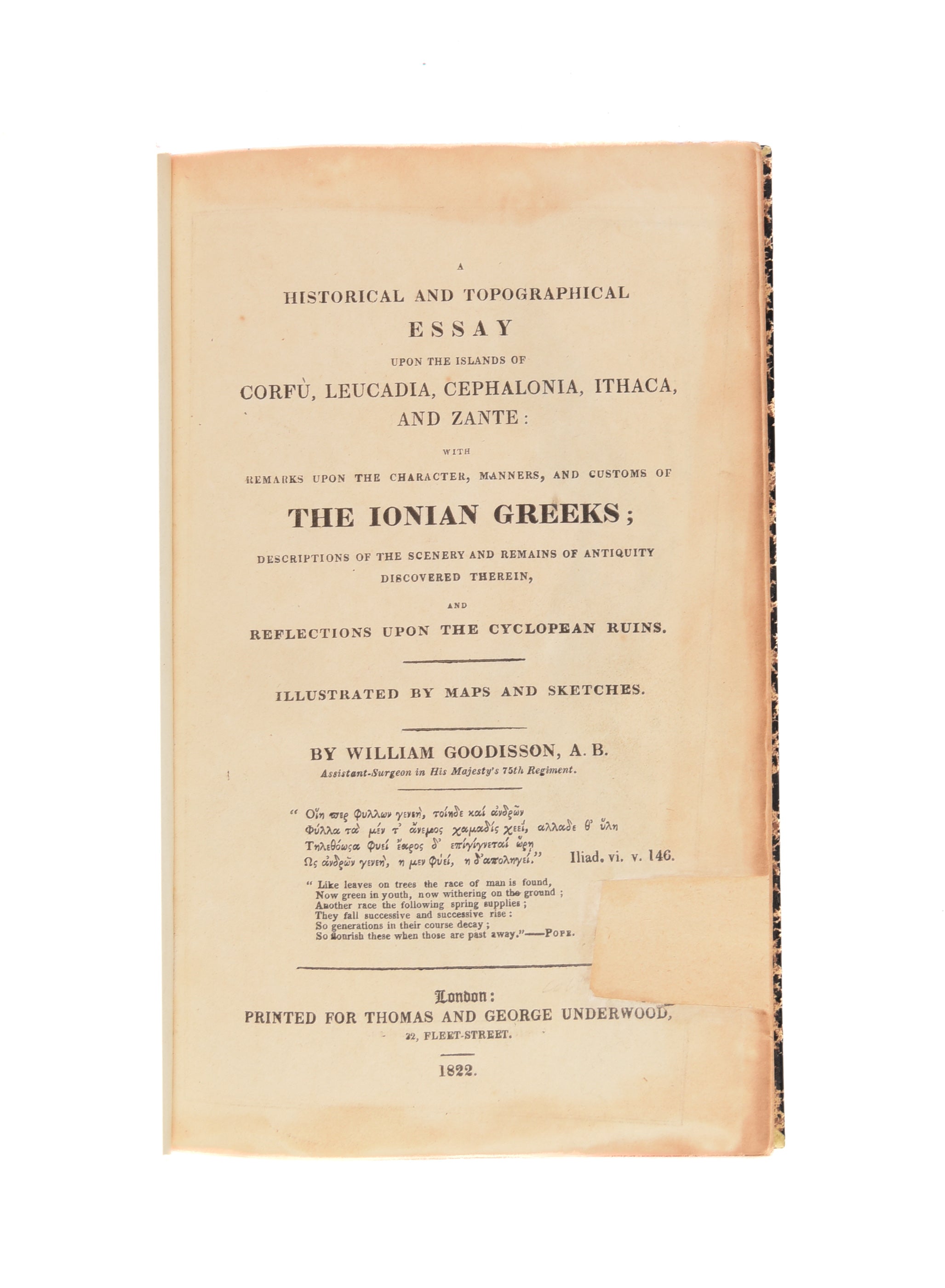 A Historical and Topographical Essay upon the Islands of Corfu, Leucadia, Cephalonia, Ithaca, and Zante: