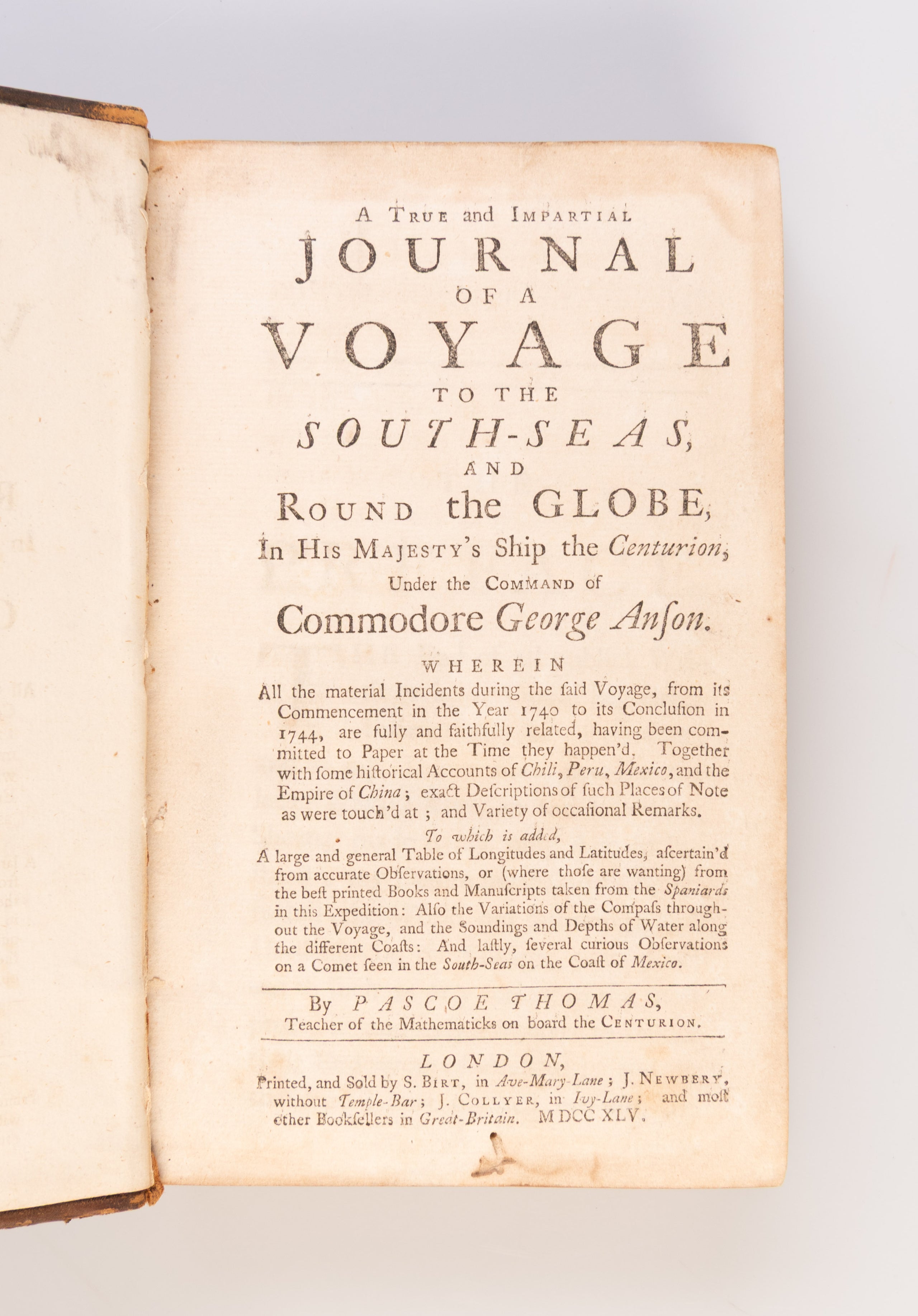 A True and Impartial Journal of a Voyage to the South Seas, and Round the Globe, in His Majesty's Ship the Centurion
