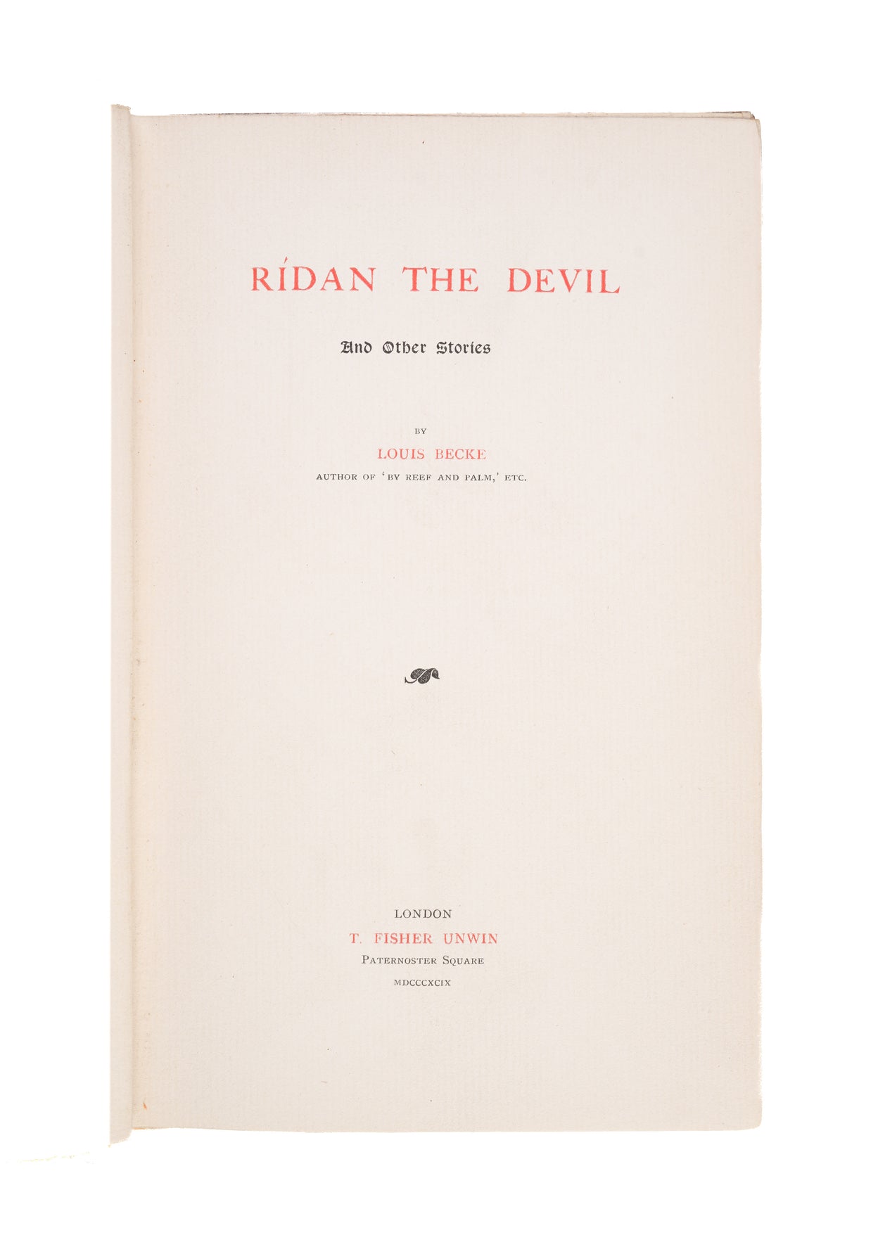 Ridan the Devil; and other Stories.