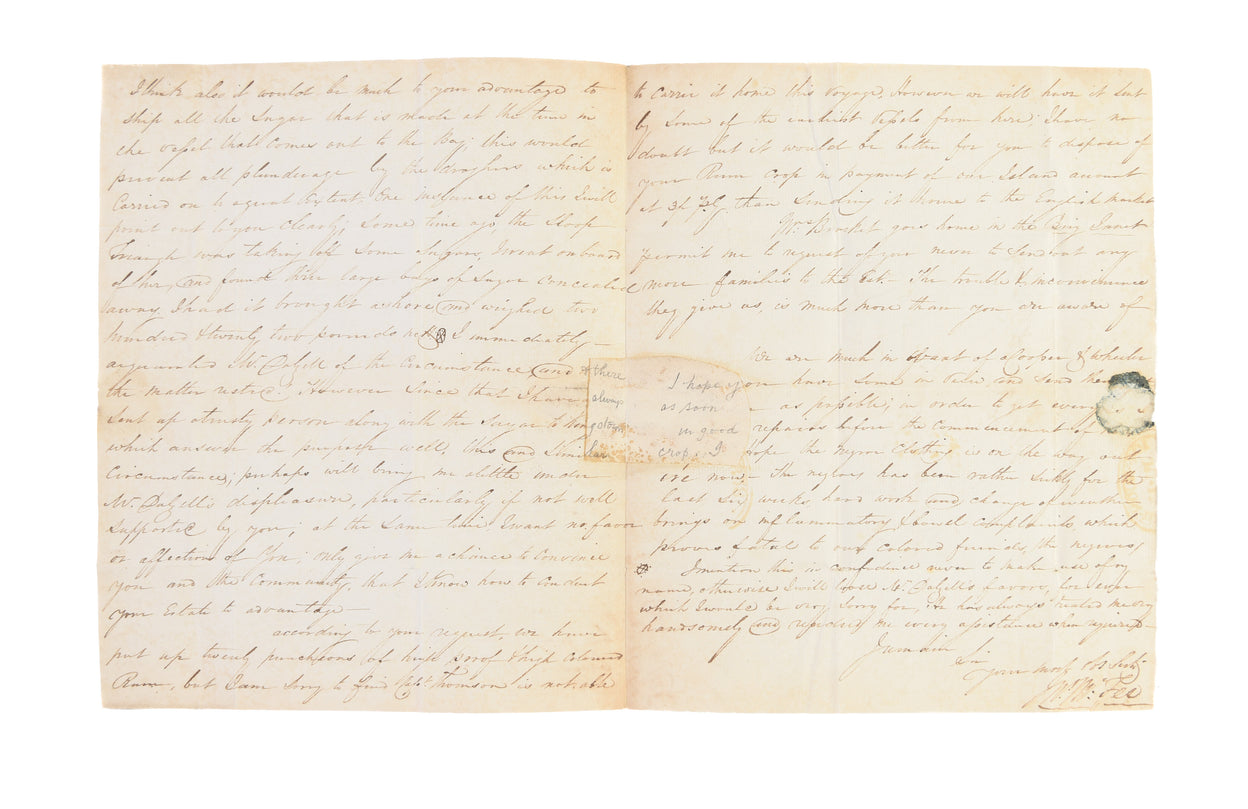 ALS to Hon. James Wilson regarding his plantation Cane Grove on St Vincent.