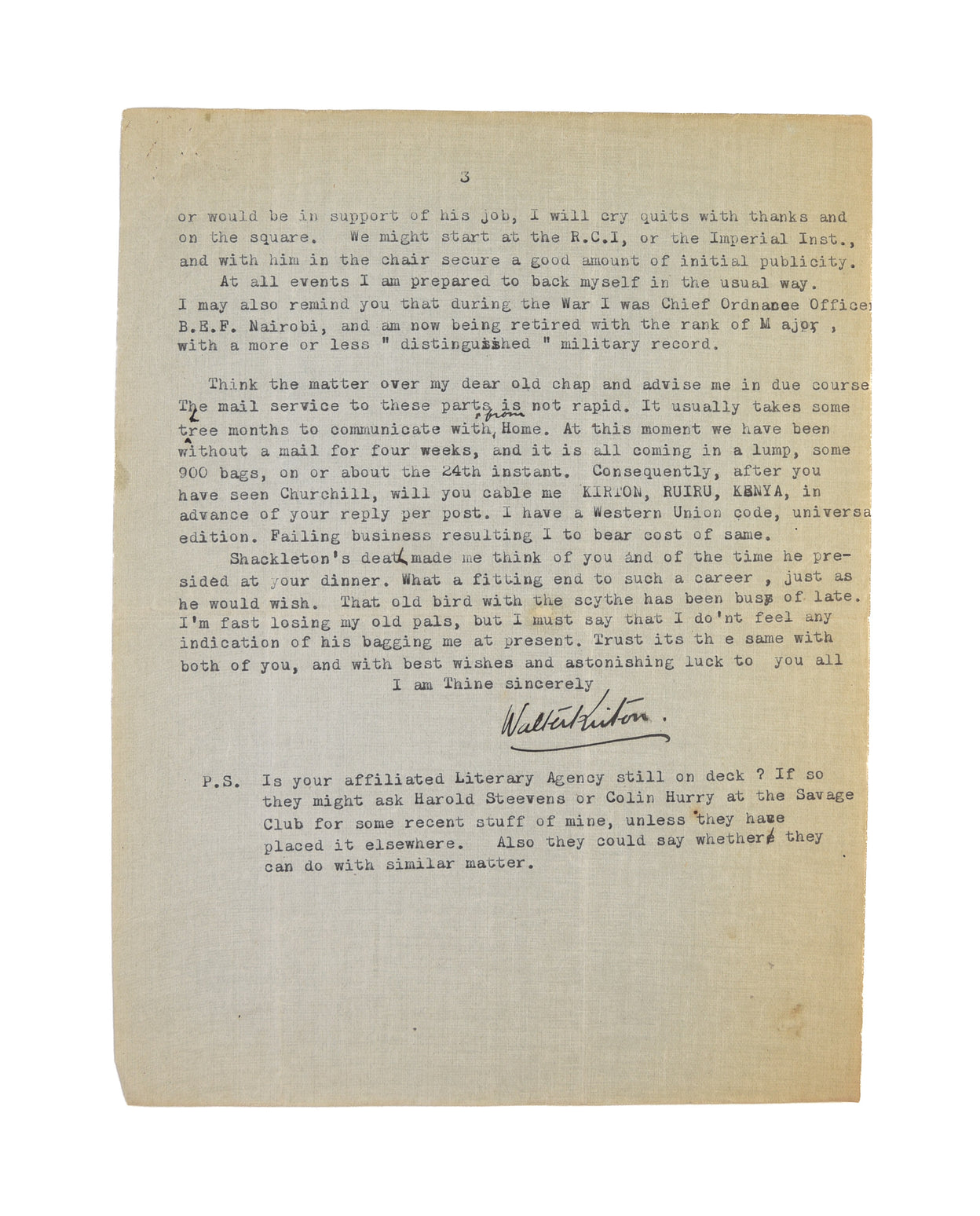 TLS to Gerald Christy Esq. regarding a proposal to Churchill.