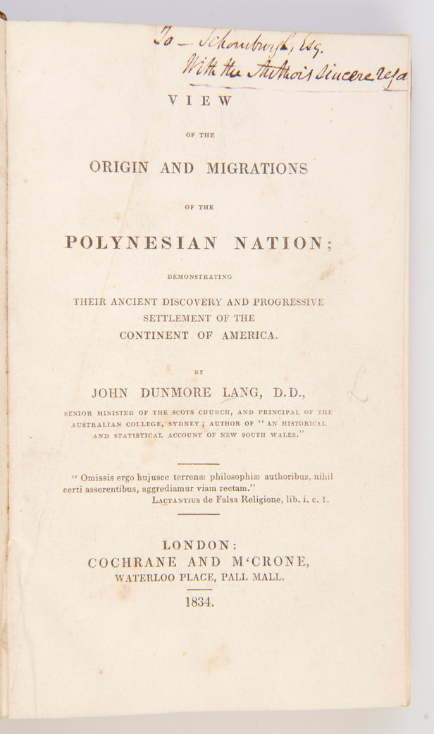 View of the Origin and Migrations of the Polynesian Nation; demonstrating their Ancient Discovery and Progressive Settlement of the Continent of America.