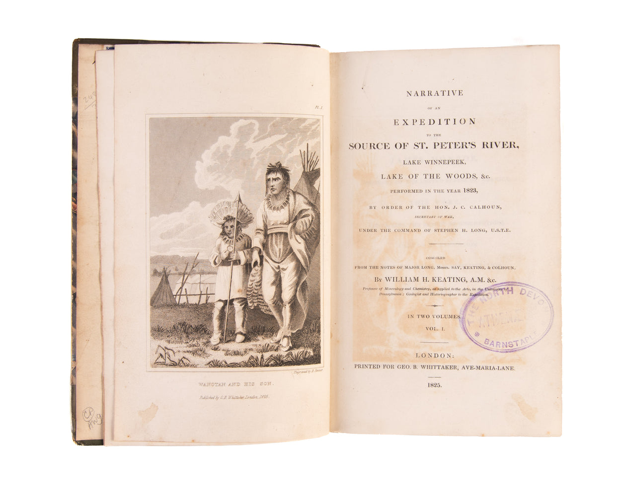 Narrative of an Expedition to the Source of St. Peter's River, Lake Winnepeek, Lake of the Woods etc. performed in the year 1823, by order of the Hon. J.C. Calhoun, Secretary of War.