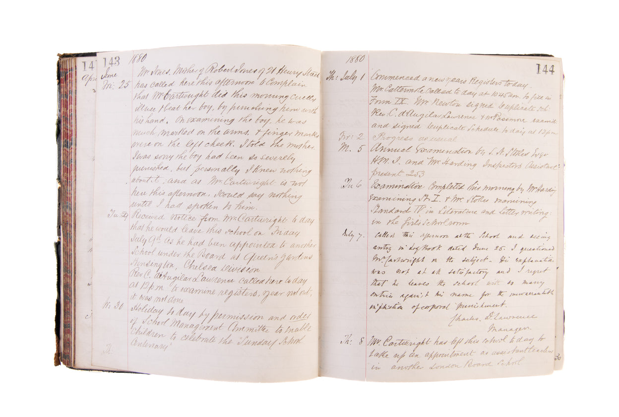 Log Book for Westcott Street Boy's Deptmt.