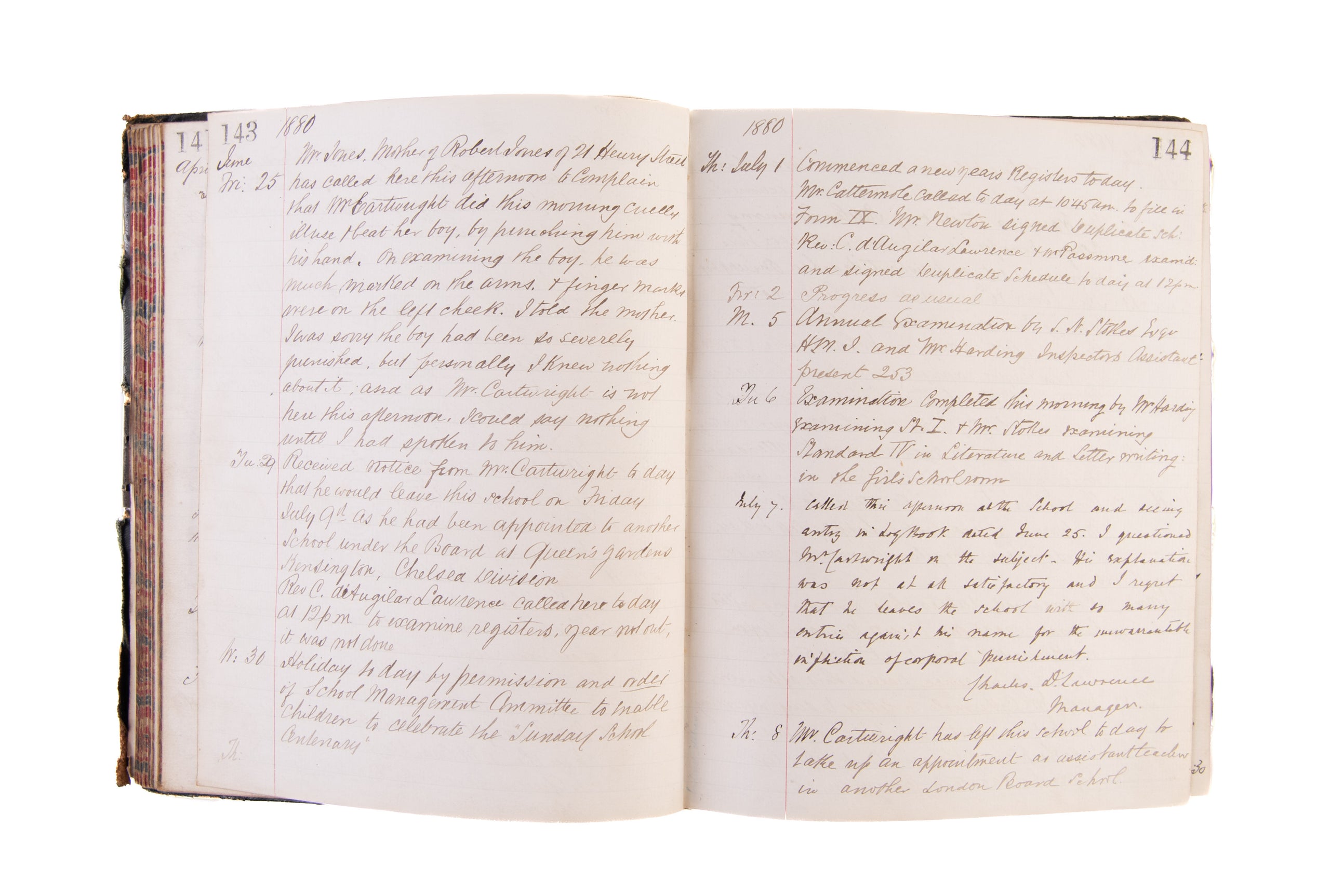 Log Book for Westcott Street Boy's Deptmt.