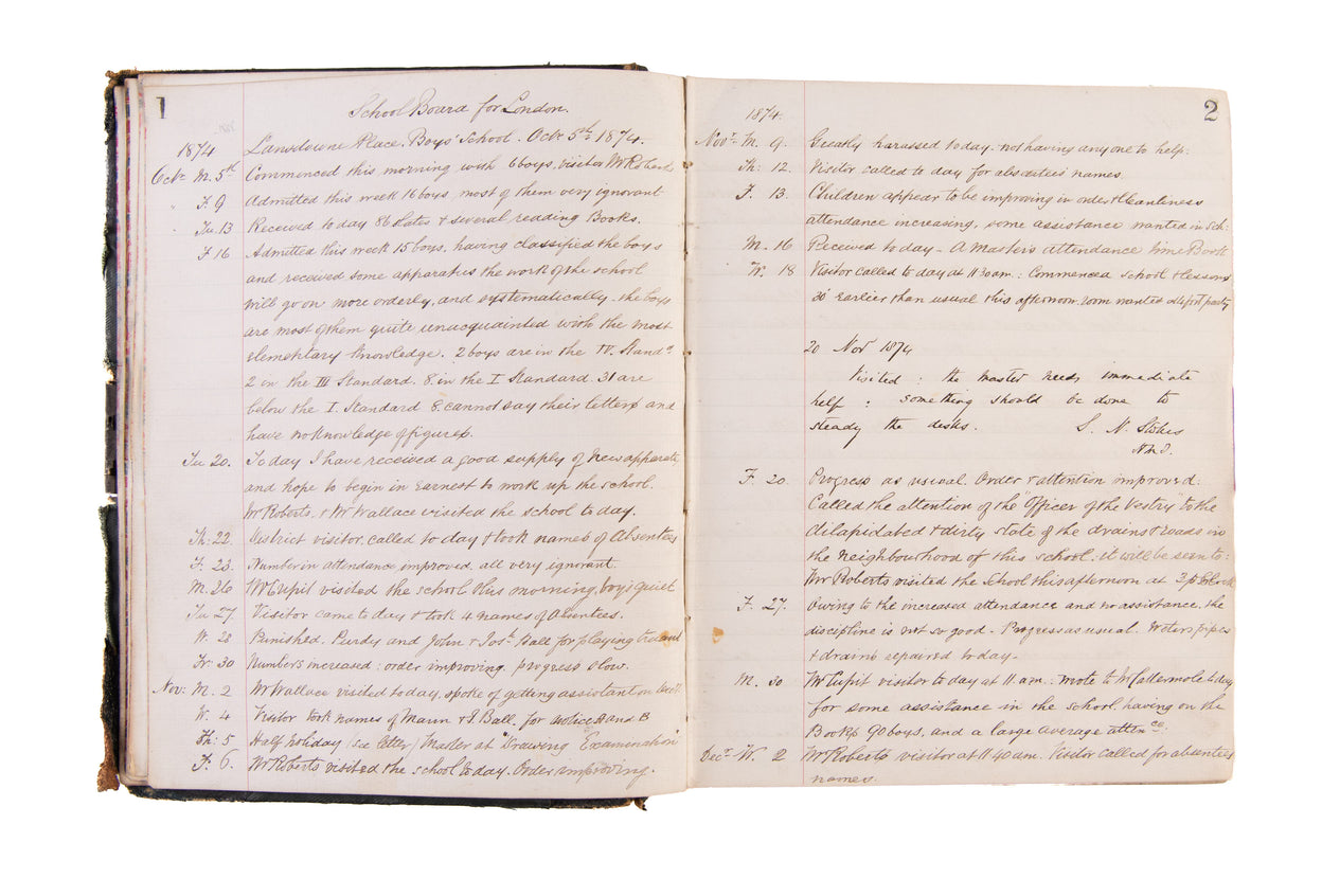Log Book for Westcott Street Boy's Deptmt.