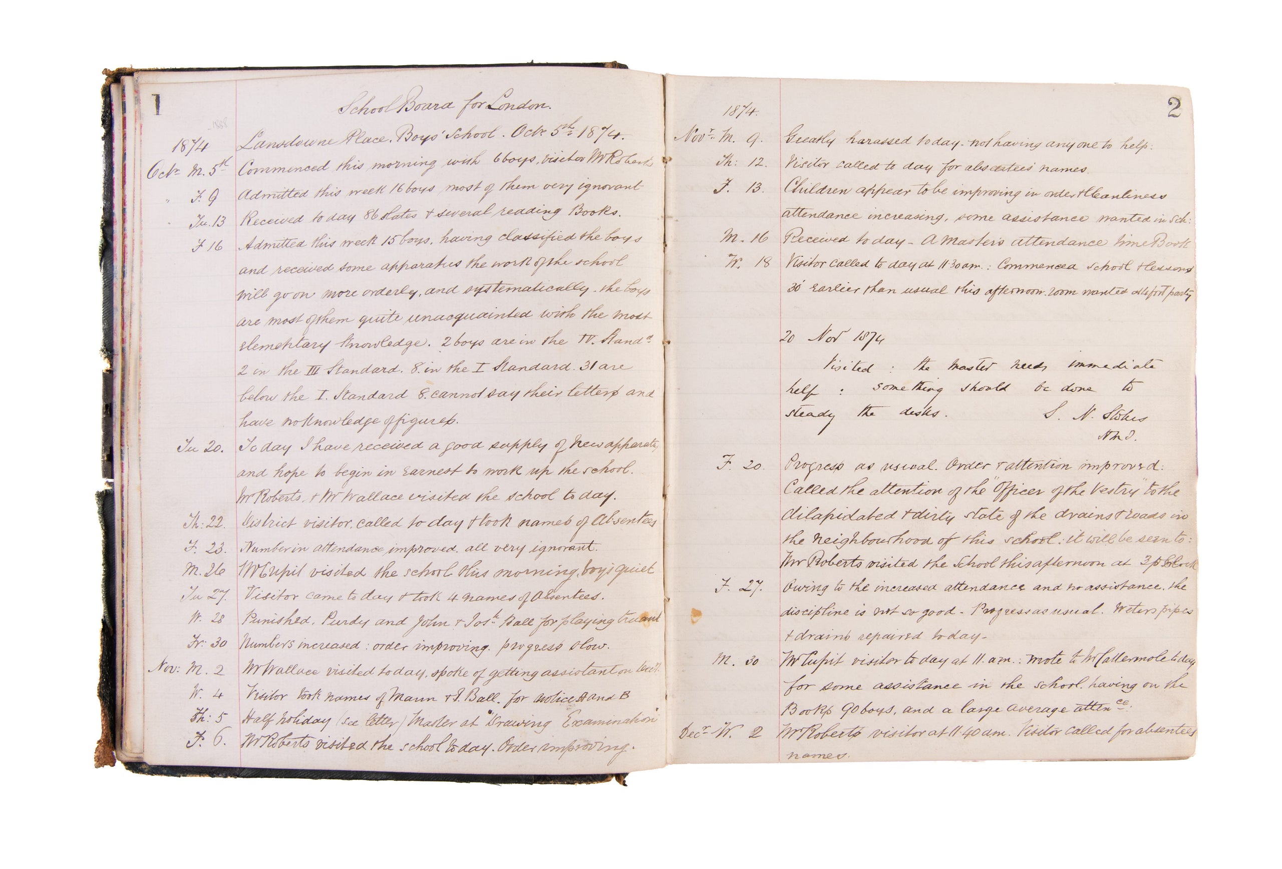 Log Book for Westcott Street Boy's Deptmt.