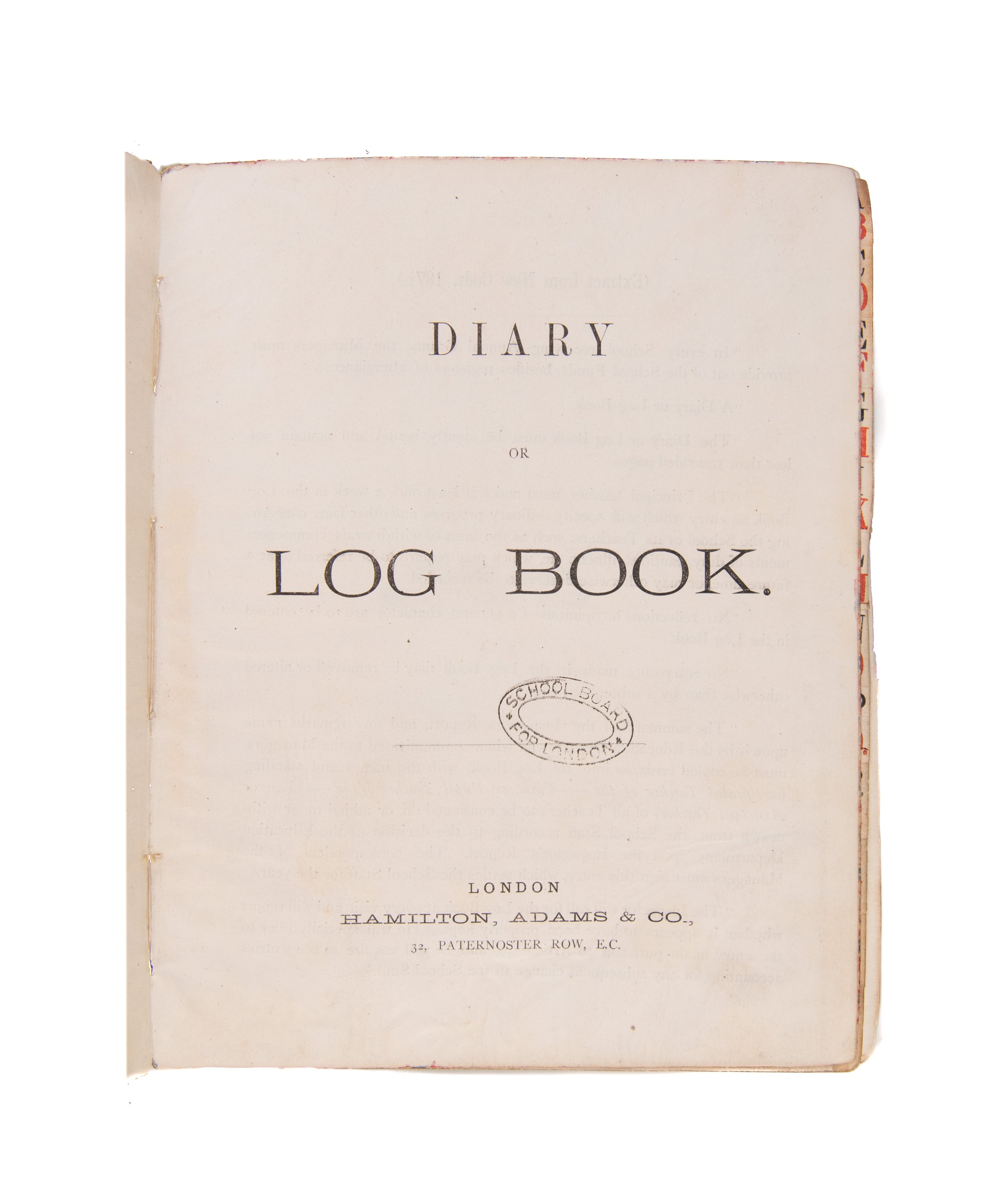 Log Book for Westcott Street Boy's Deptmt.